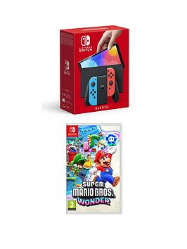 Nintendo Switch Oled Neon Blue/Neon Red Console  Super Mario Bros. Wonder