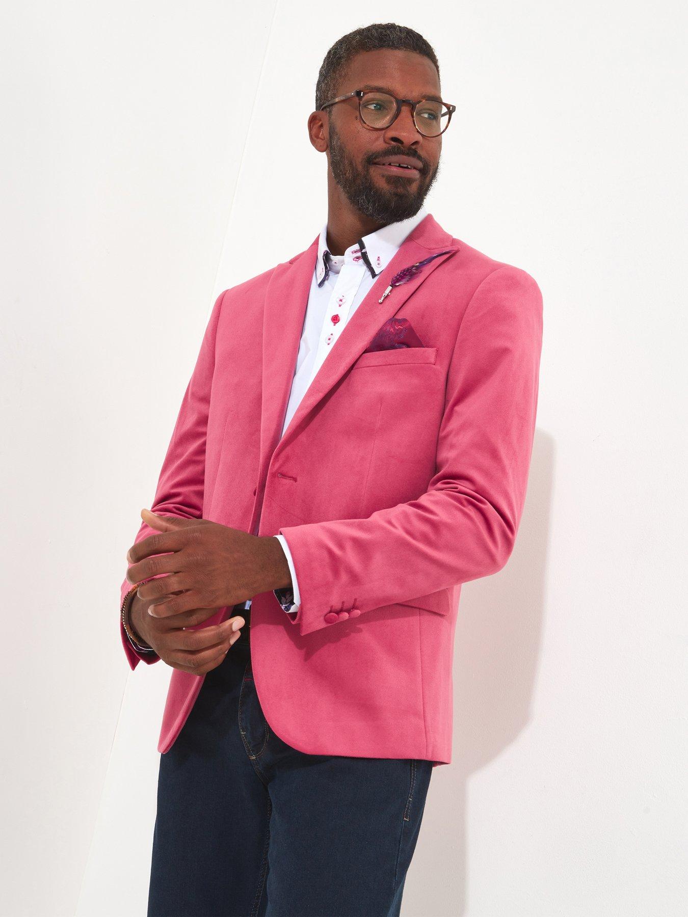 Pink velvet shop blazer men