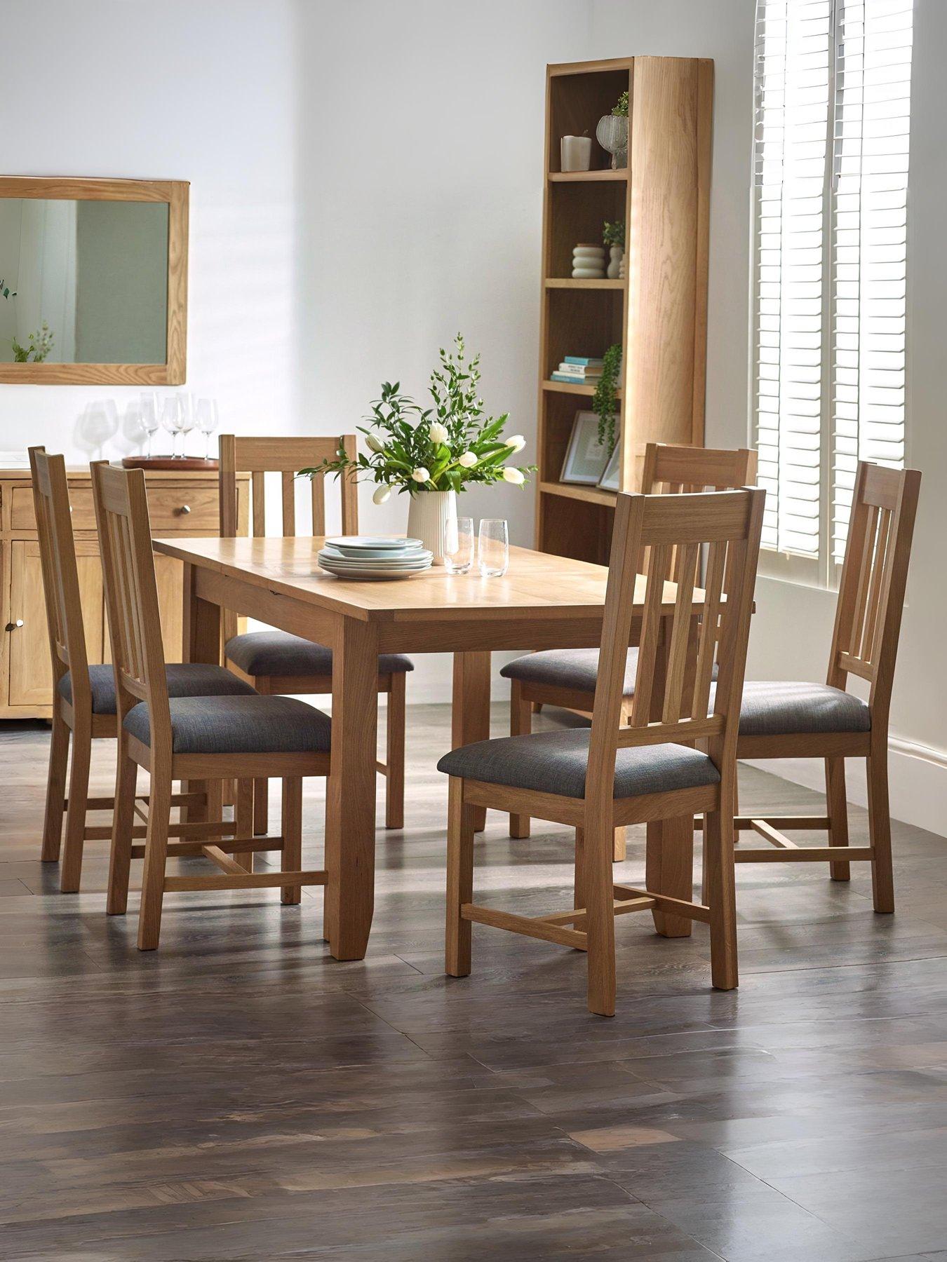 Julian Bowen Mallory 180 cm Solid Oak/Oak Veneer Extending Dining Table + 6 Chairs
