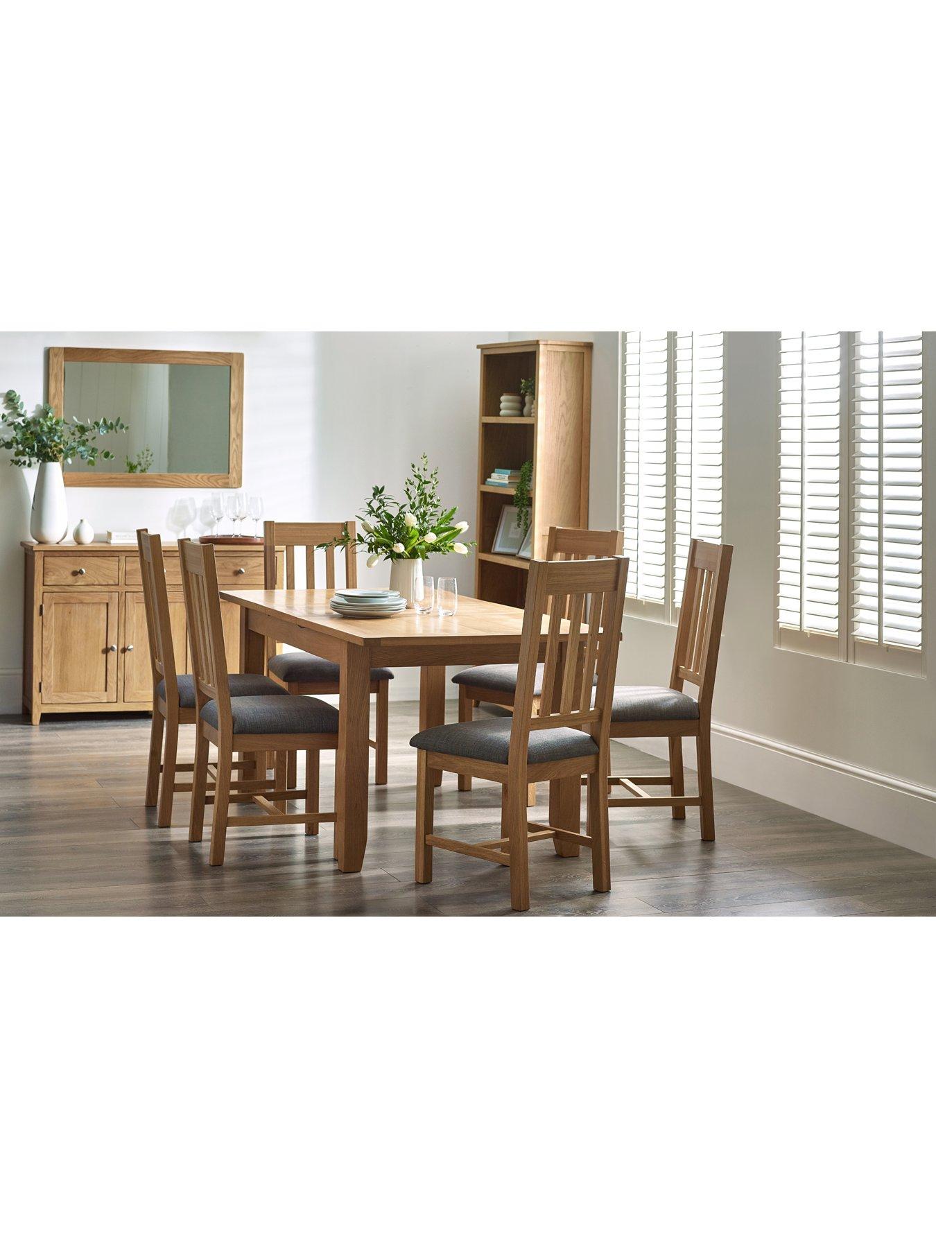 undefined Mallory 180 cm Solid Oak/Oak Veneer Extending Dining Table + 6 Chairs
