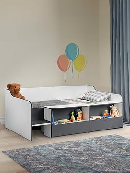 Product photograph of Julian Bowen Stella Low Sleeper Bed With Shelves And Drawers - Charcoal from very.co.uk