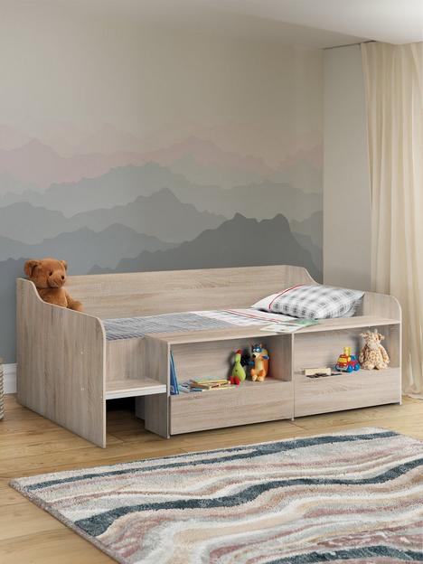 julian-bowen-stella-low-sleeper-bed-with-shelves-and-drawers-oak