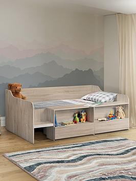 Product photograph of Julian Bowen Stella Low Sleeper Bed With Shelves And Drawers - Oak from very.co.uk