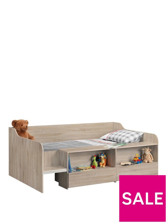 stillFront image of julian-bowen-stella-low-sleeper-bed-with-shelves-and-drawers-oak