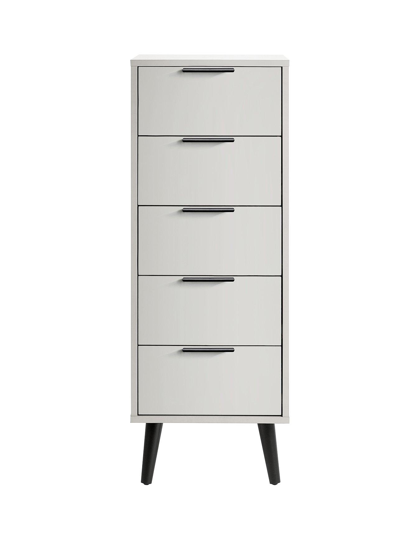 Product photograph of Julian Bowen Alba 5 Drawer Narrow Chest - White from very.co.uk
