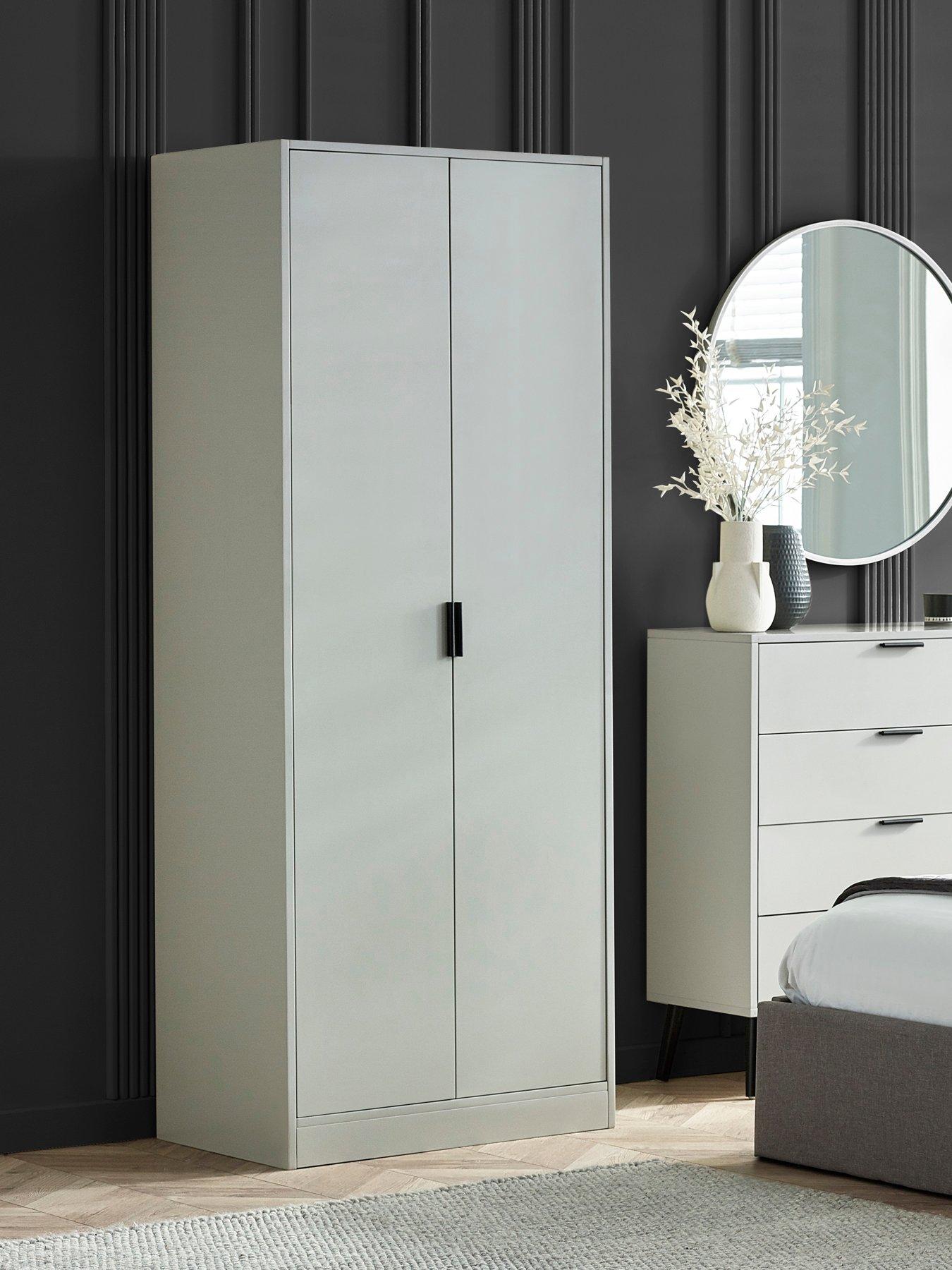 Product photograph of Julian Bowen Alba 2 Door Wardrobe - Soft Close - Silk Grey from very.co.uk