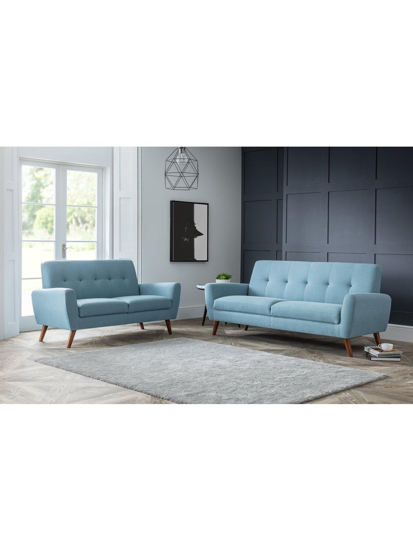 Product photograph of Julian Bowen Monza 3 Seater Compact Retro Sofa - Blue from very.co.uk