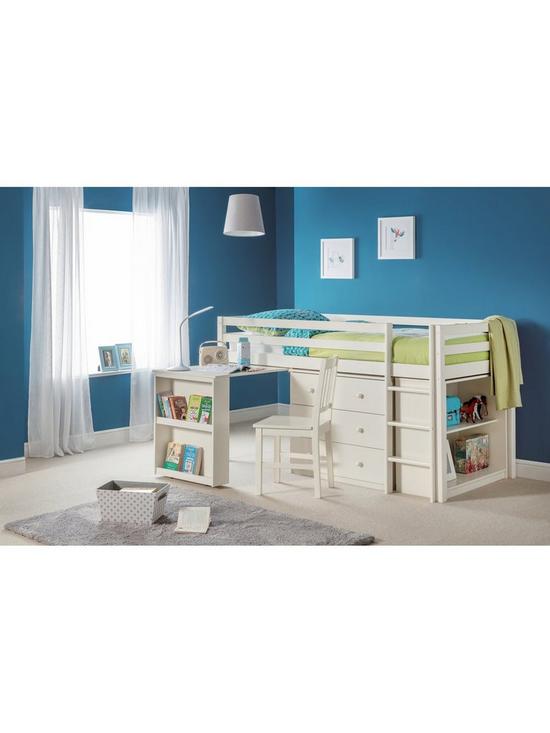 front image of julian-bowen-roxy-sleepstation-with-desk-drawers-and-shelves-white