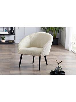 Product photograph of Julian Bowen Amari Boucle Accent Chair - Ivory from very.co.uk