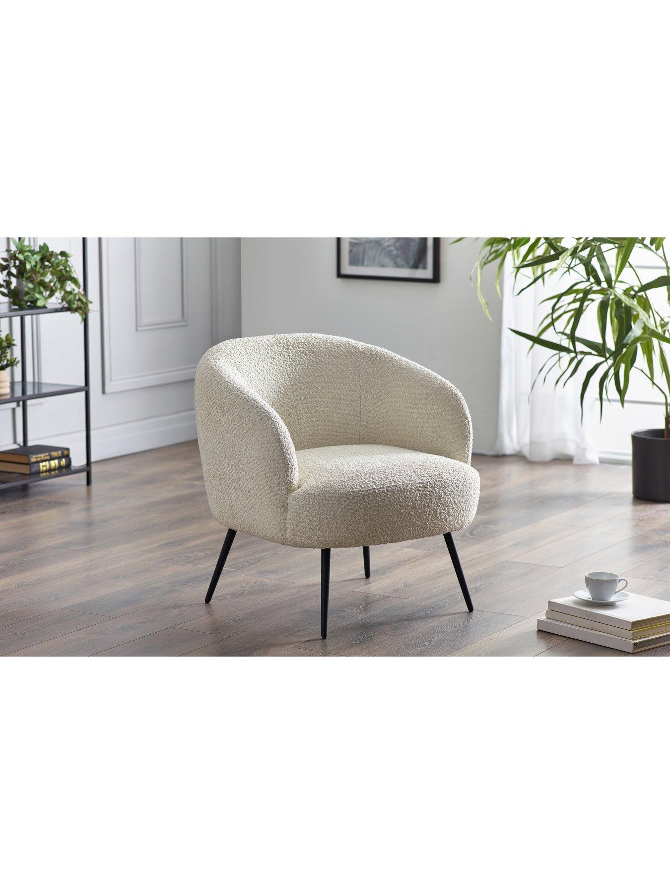 Product photograph of Julian Bowen Gigi Boucle Accent Chair - Ivory from very.co.uk