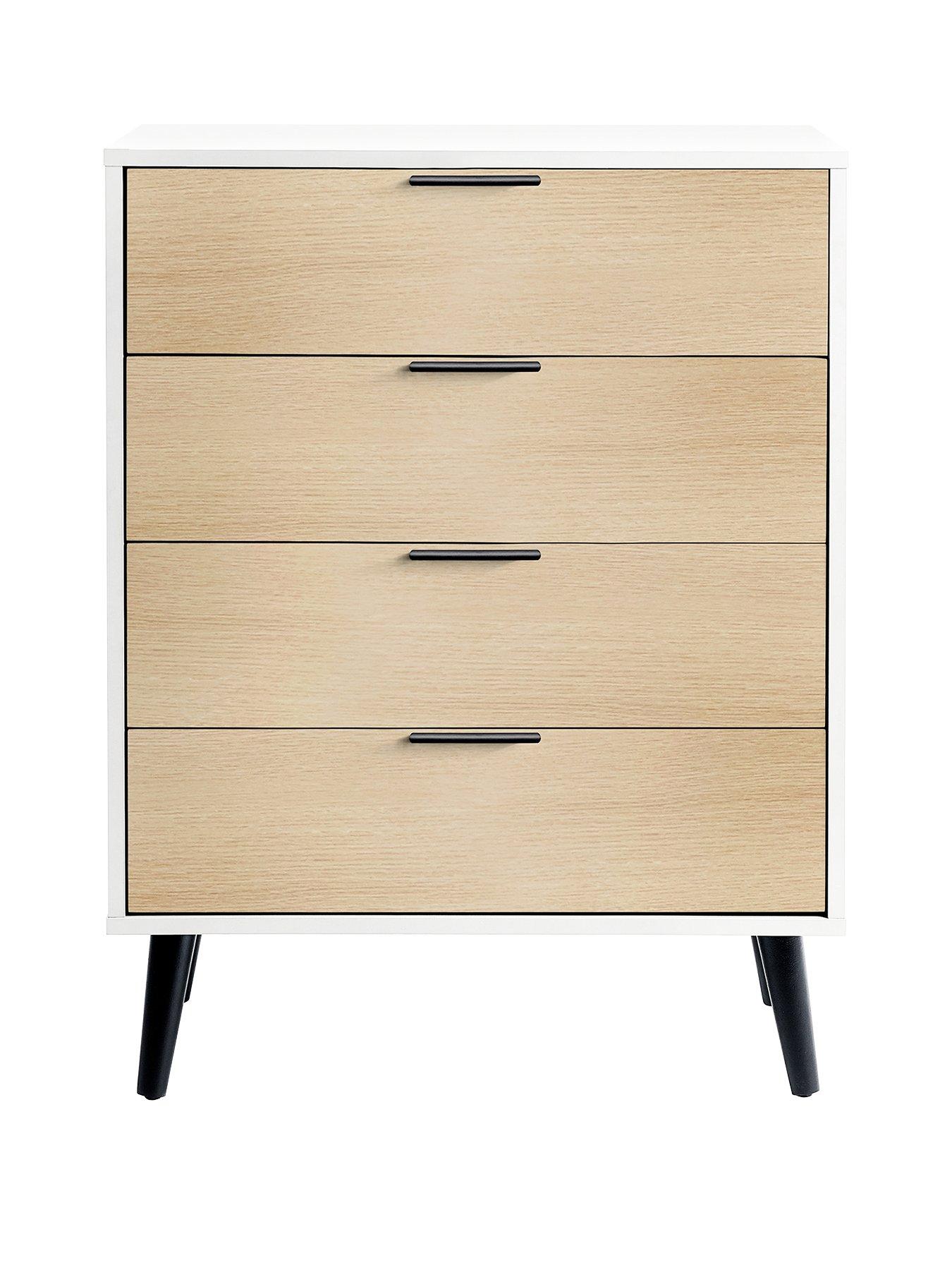 Product photograph of Julian Bowen Alba 4 Drawer Wide Chest - White Oak from very.co.uk