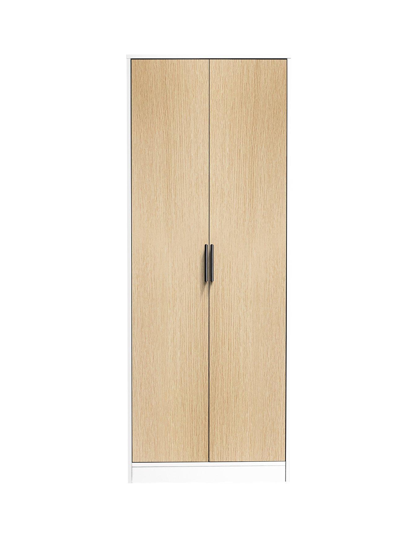 Product photograph of Julian Bowen Alba 2 Door Wardrobe - White Oak from very.co.uk