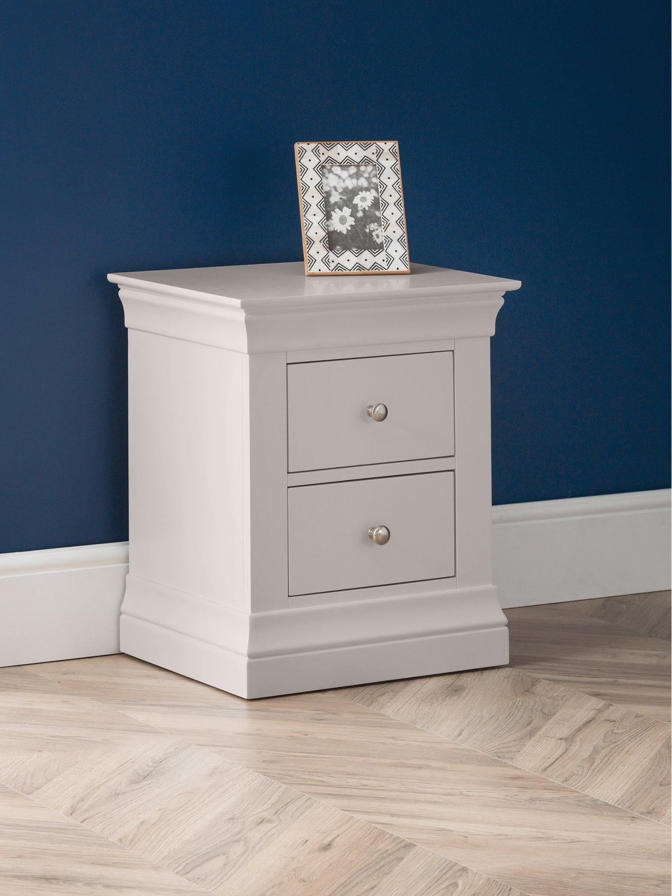 Image 1 of 6 of Julian Bowen Clermont 2 Drawer Bedside Chest Light Grey