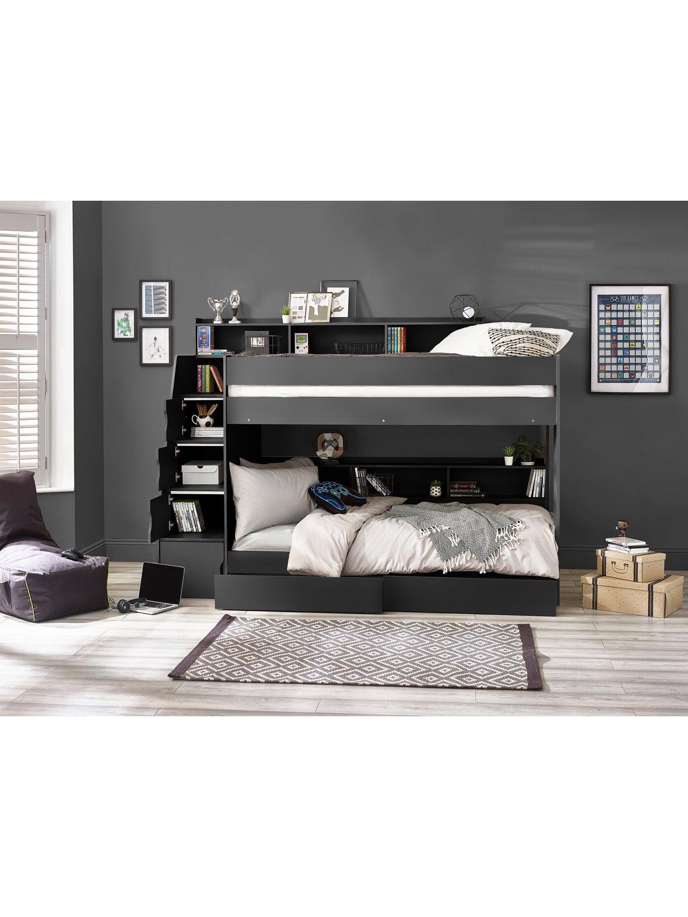 Product photograph of Julian Bowen Camelot Staircase Bunk Bed - Dark Grey from very.co.uk