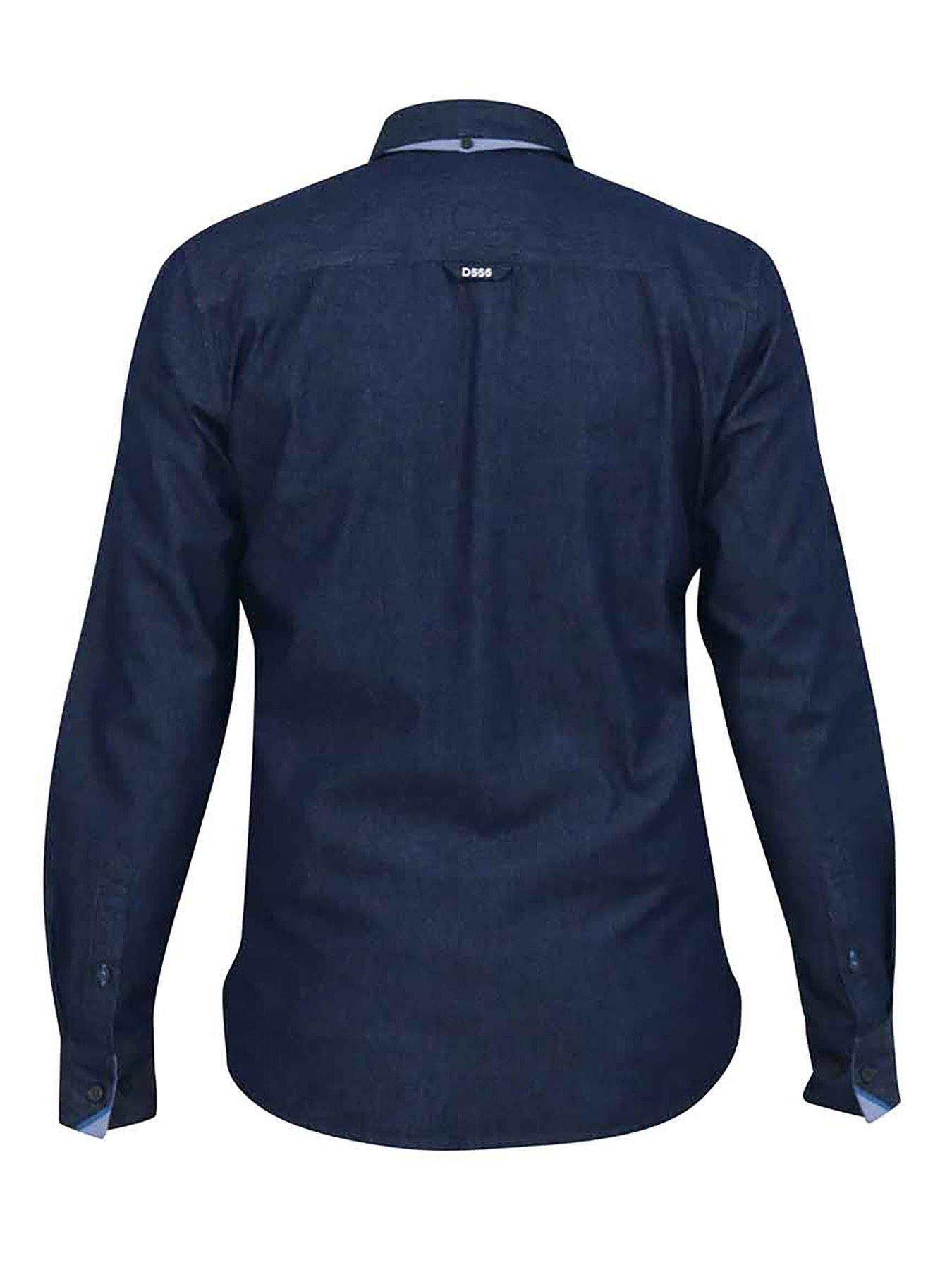 Image 2 of 5 of D555 Button Down Denim Shirt - Navy