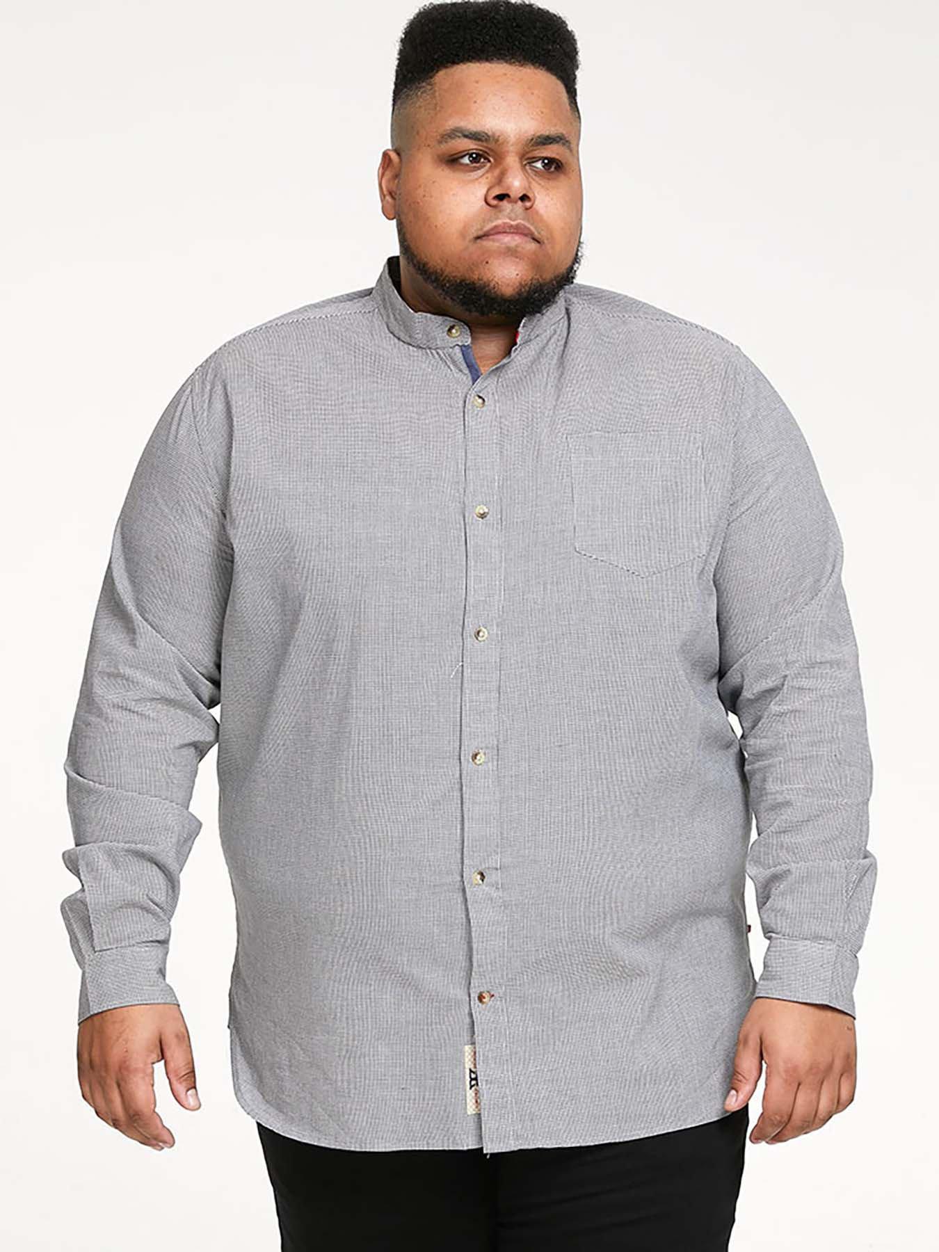 undefined Micro Dogtooth Check Grandad Shirt - Grey