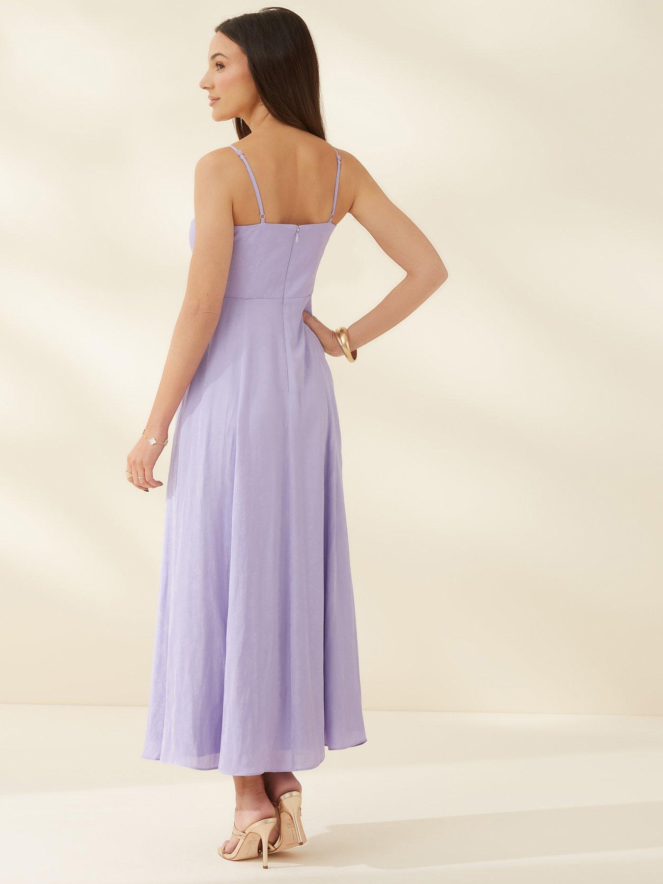 Michelle Keegan Spaghetti Strap Satin Jacquard Midi Dress Lilac Very