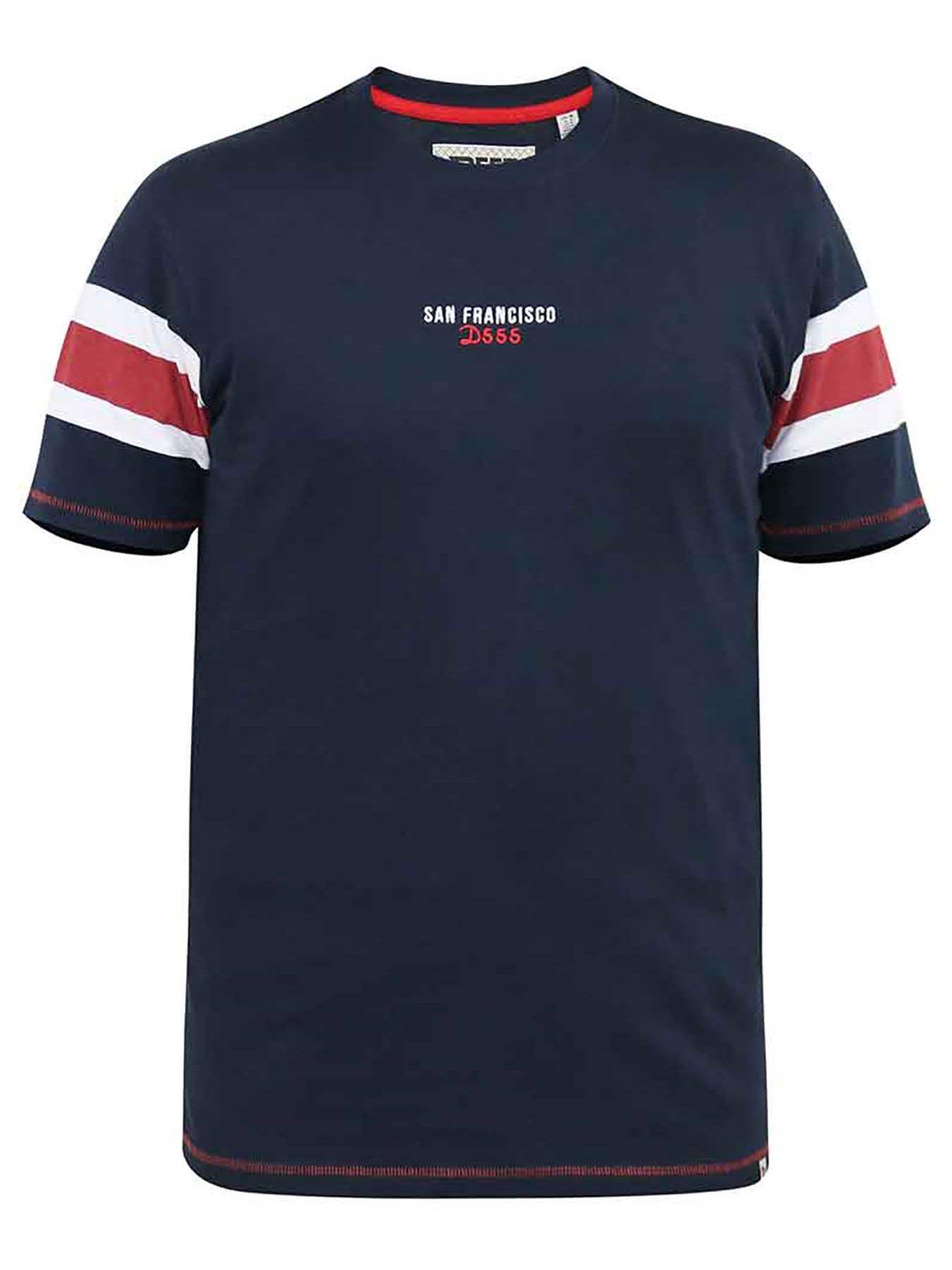 Image 4 of 5 of D555 San Francisco Chest Embroidery T-Shirt - Navy