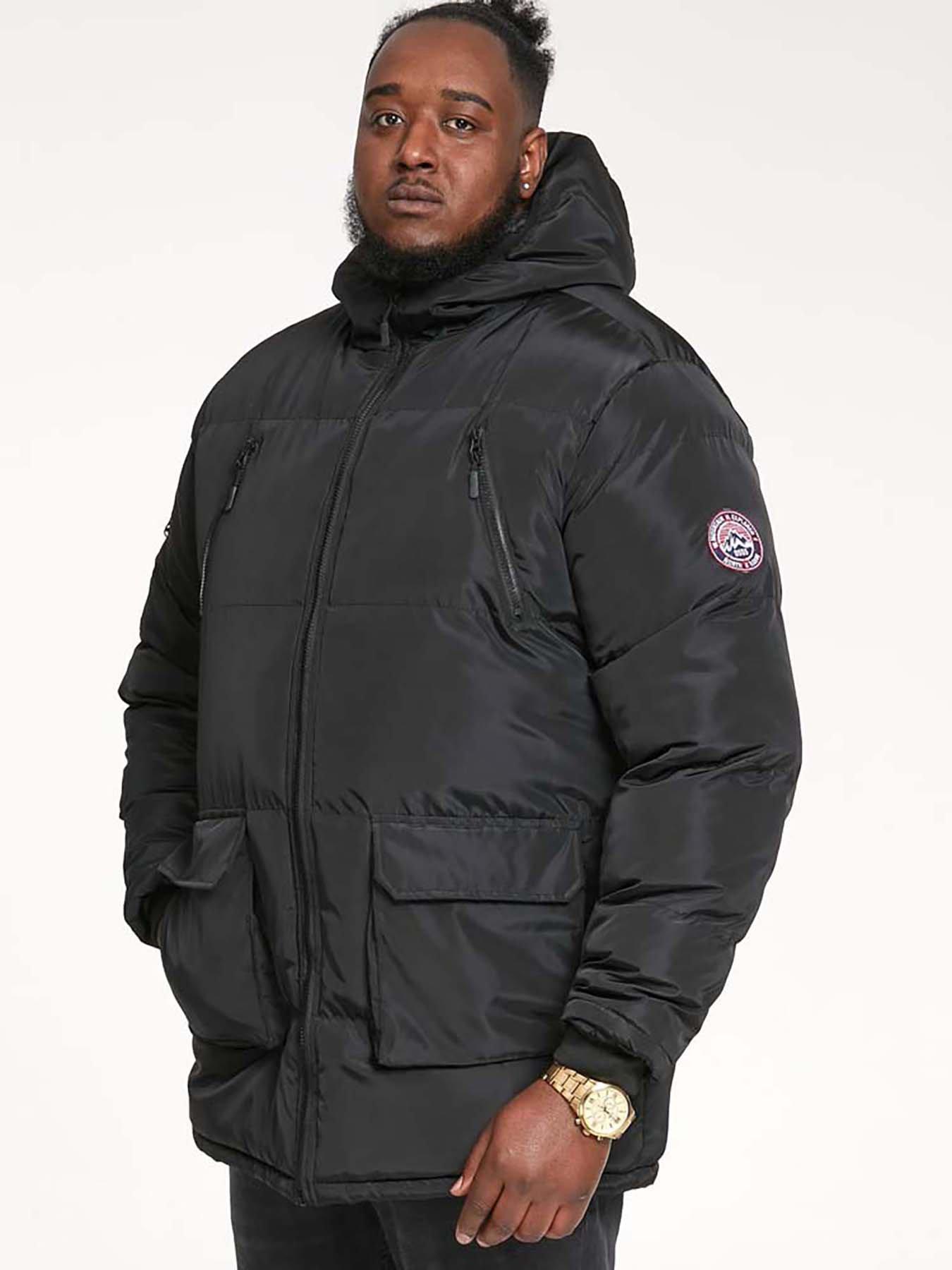 D555 Quilted Zip Hood Parka - Black