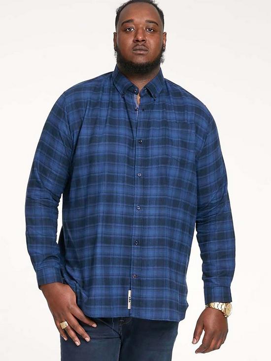 front image of d555-flannel-check-shirt-with-button-down-collar-blue