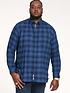  image of d555-flannel-check-shirt-with-button-down-collar-blue