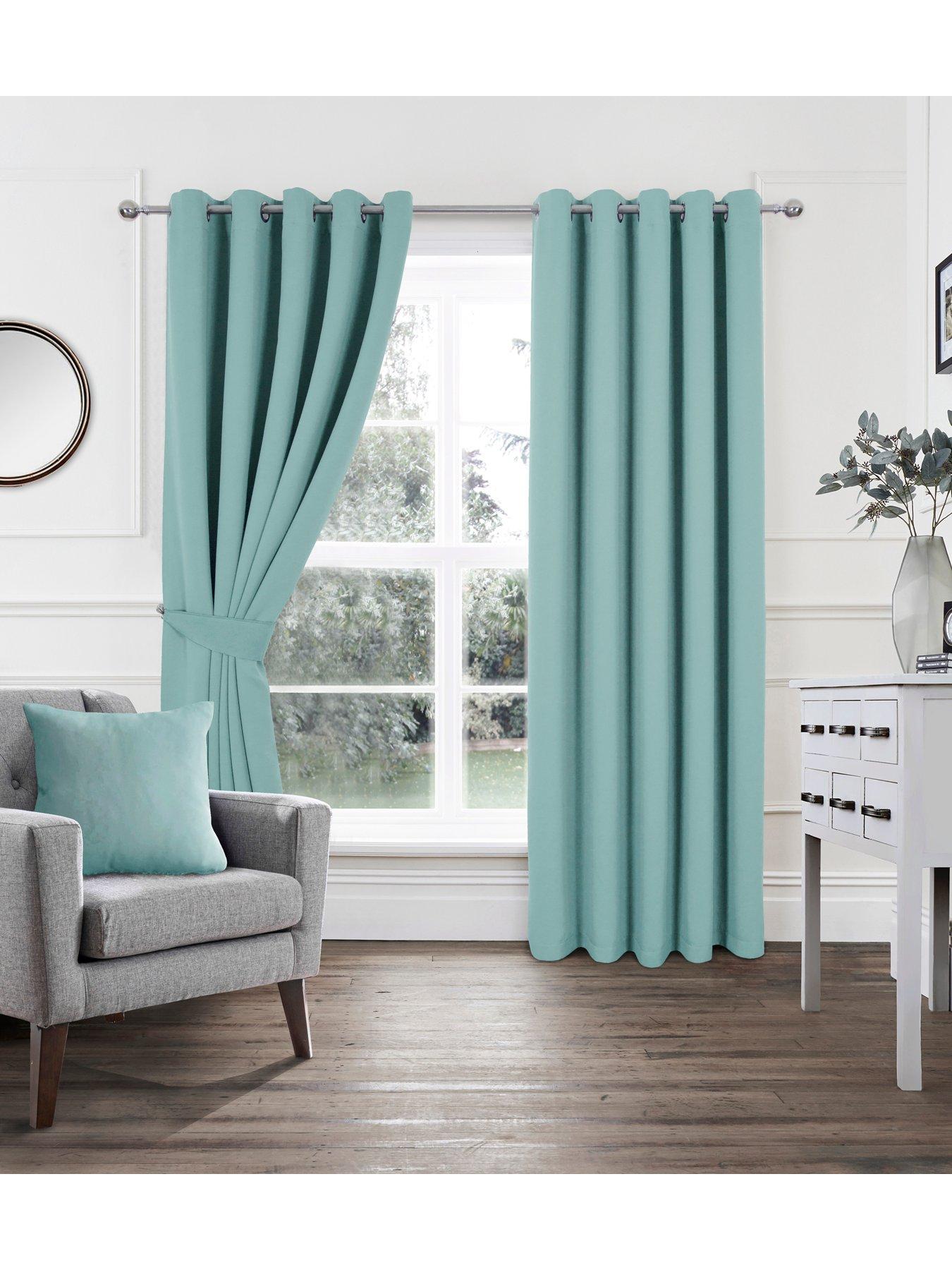 Product photograph of Woven Blackout Eyelet Curtains from very.co.uk