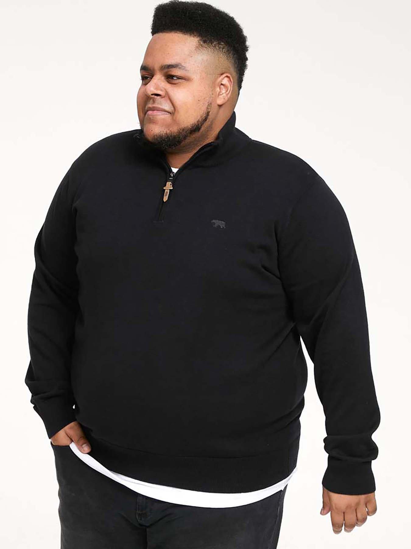 undefined Quarter Zip Knitted Sweater - Black