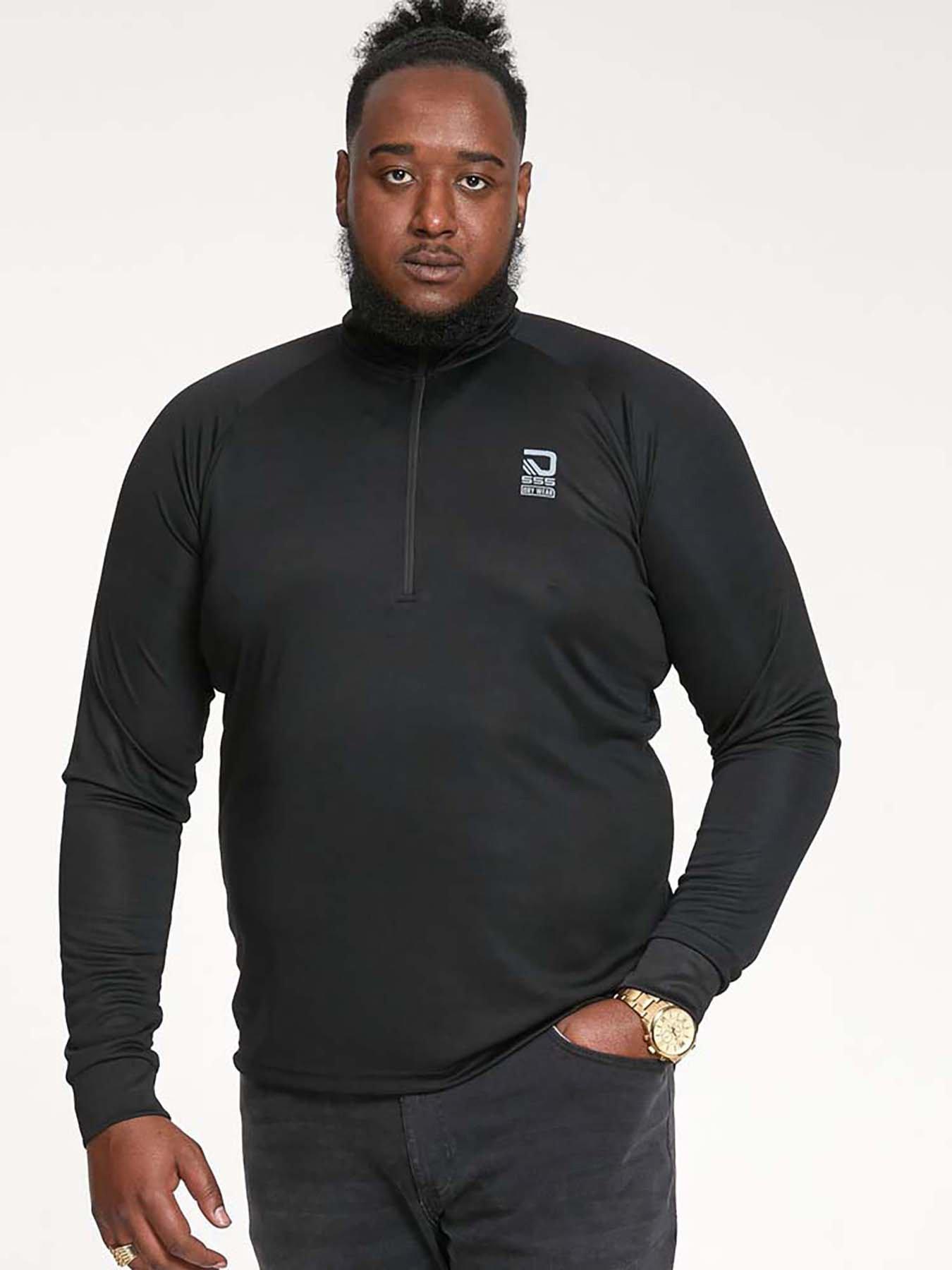 D555 Dry Wear L/S Zip-Up T-Shirt - Black