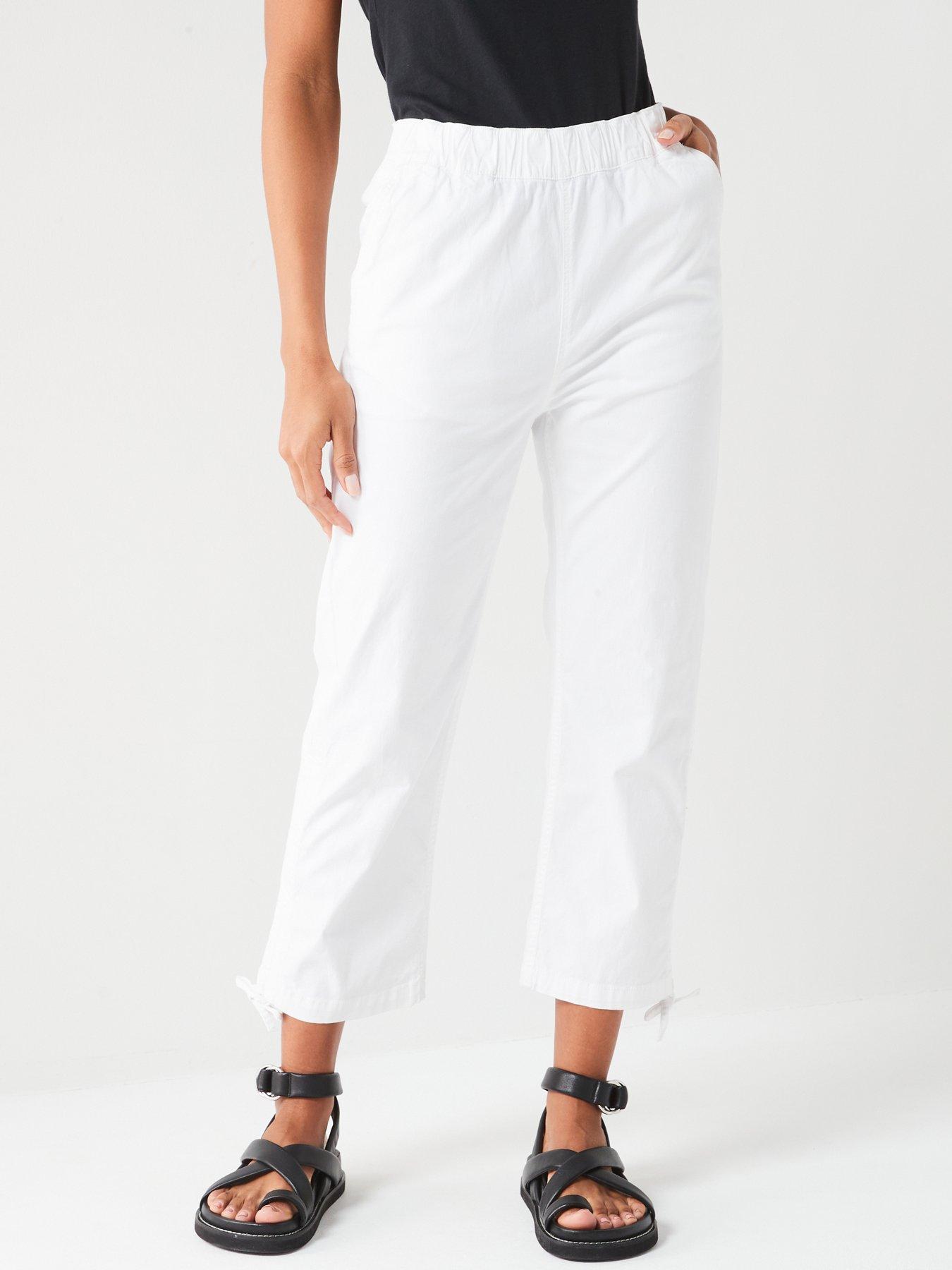 Everyday Poplin Crop Drawtape Hem - White