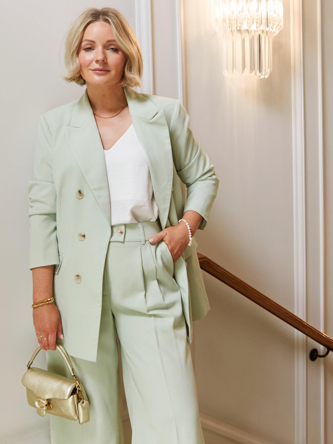 V by Very X Laura Byrnes Edge to Edge Tailored Blazer Mint Very