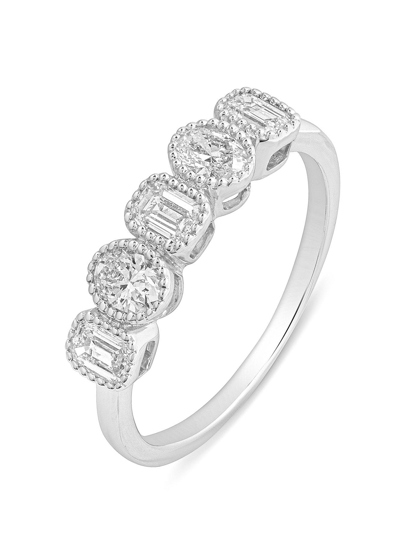 Image 1 of 5 of Love DIAMOND Gracie 9ct White Gold Lab Grown Oval &amp; Emerald Cut 0.70ct G VS Diamond Ring