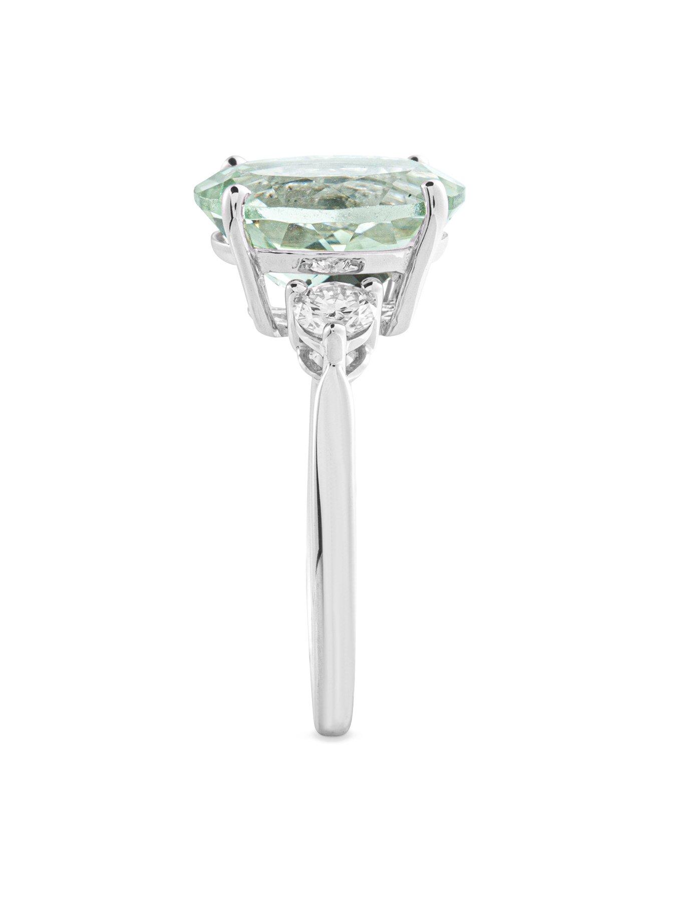 Image 5 of 5 of The Love Collection Lottie 9ct White Gold Natural Green Amethyst Lab Grown Diamond Ring.