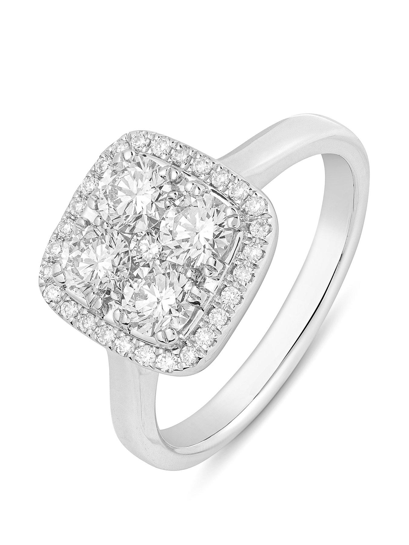 Product photograph of Love Diamond Penelope 9ct White Gold Lab Grown Cushion 1 00ct G Vs Diamond Ring from very.co.uk