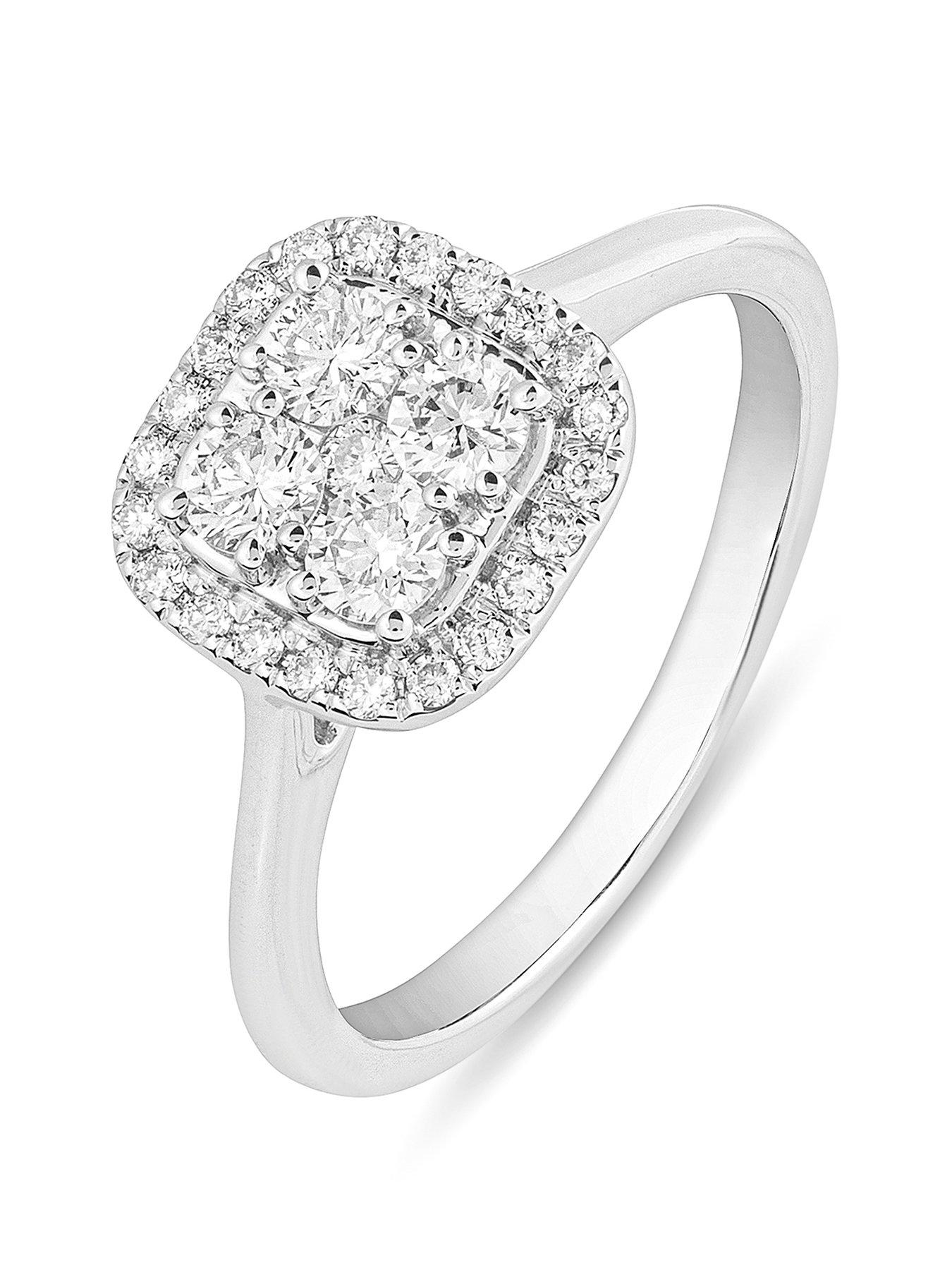 Product photograph of Love Diamond 9ct White Gold Lab Grown Cushion 0 50ct G Vs Diamond Ring from very.co.uk