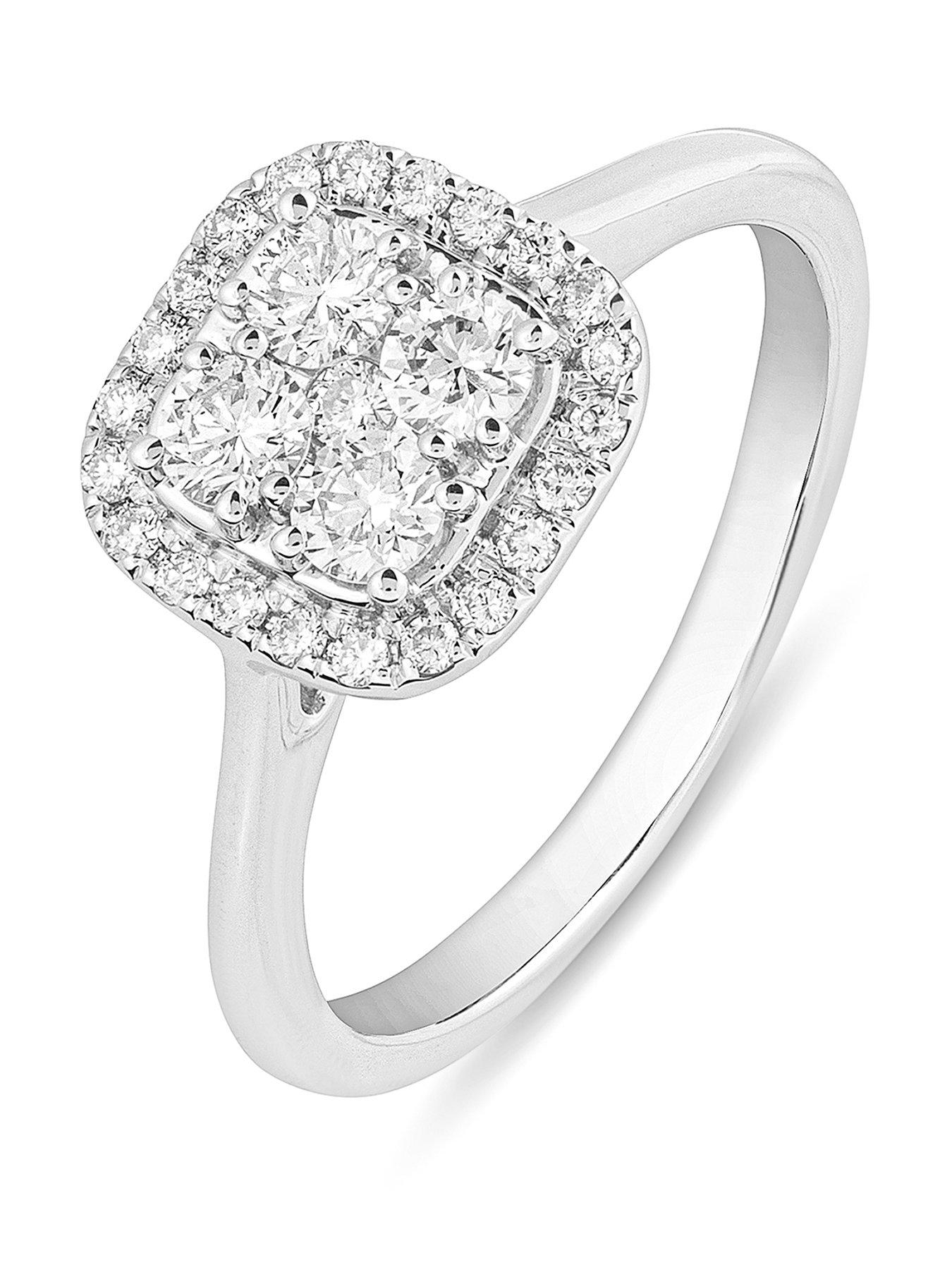 Love DIAMOND 9ct White Gold Lab Grown Cushion 0.50ct G VS Diamond Ring