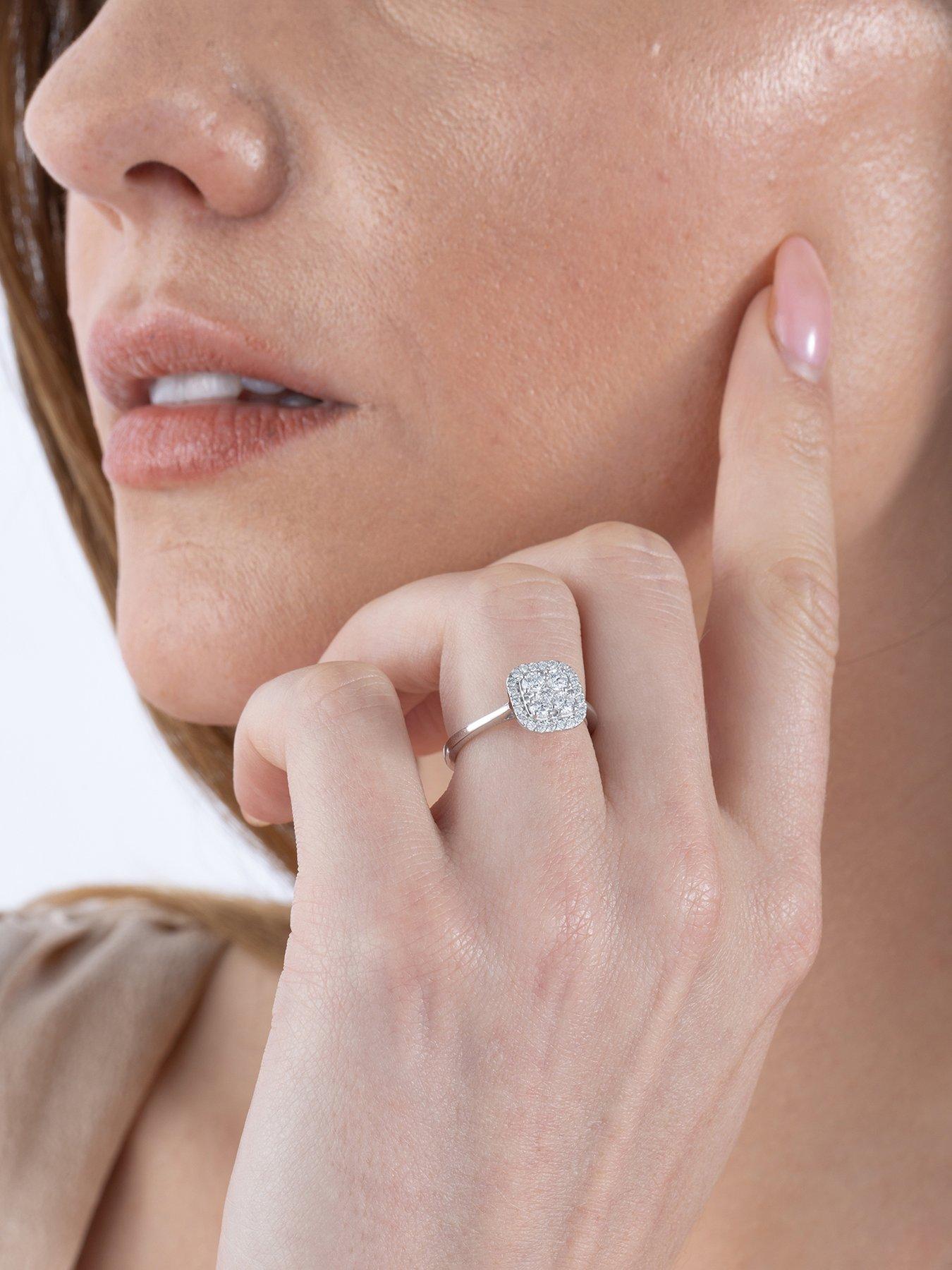 Image 3 of 6 of Love DIAMOND 9ct White Gold Lab Grown Cushion Ring