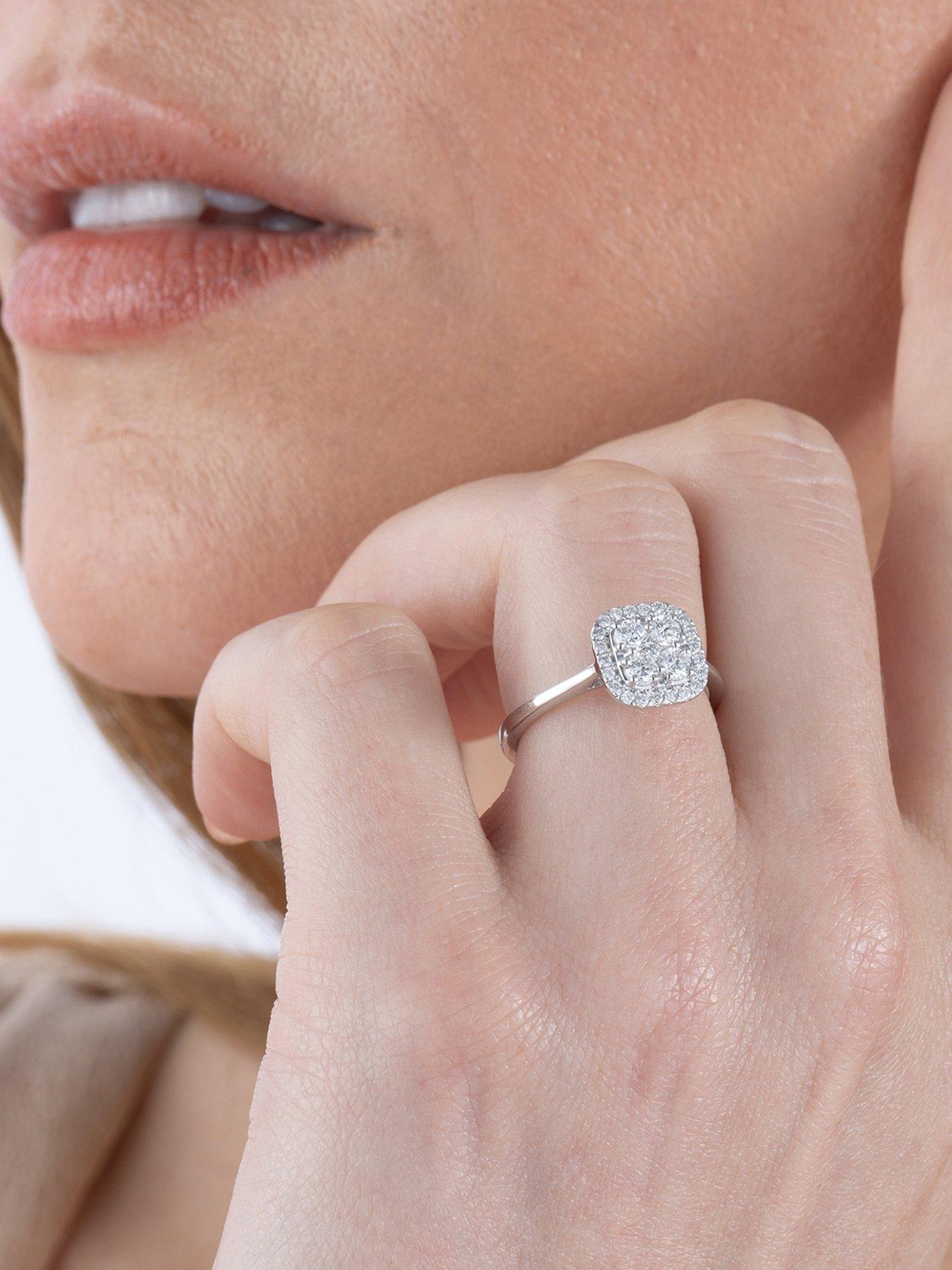 Image 4 of 6 of Love DIAMOND 9ct White Gold Lab Grown Cushion Ring