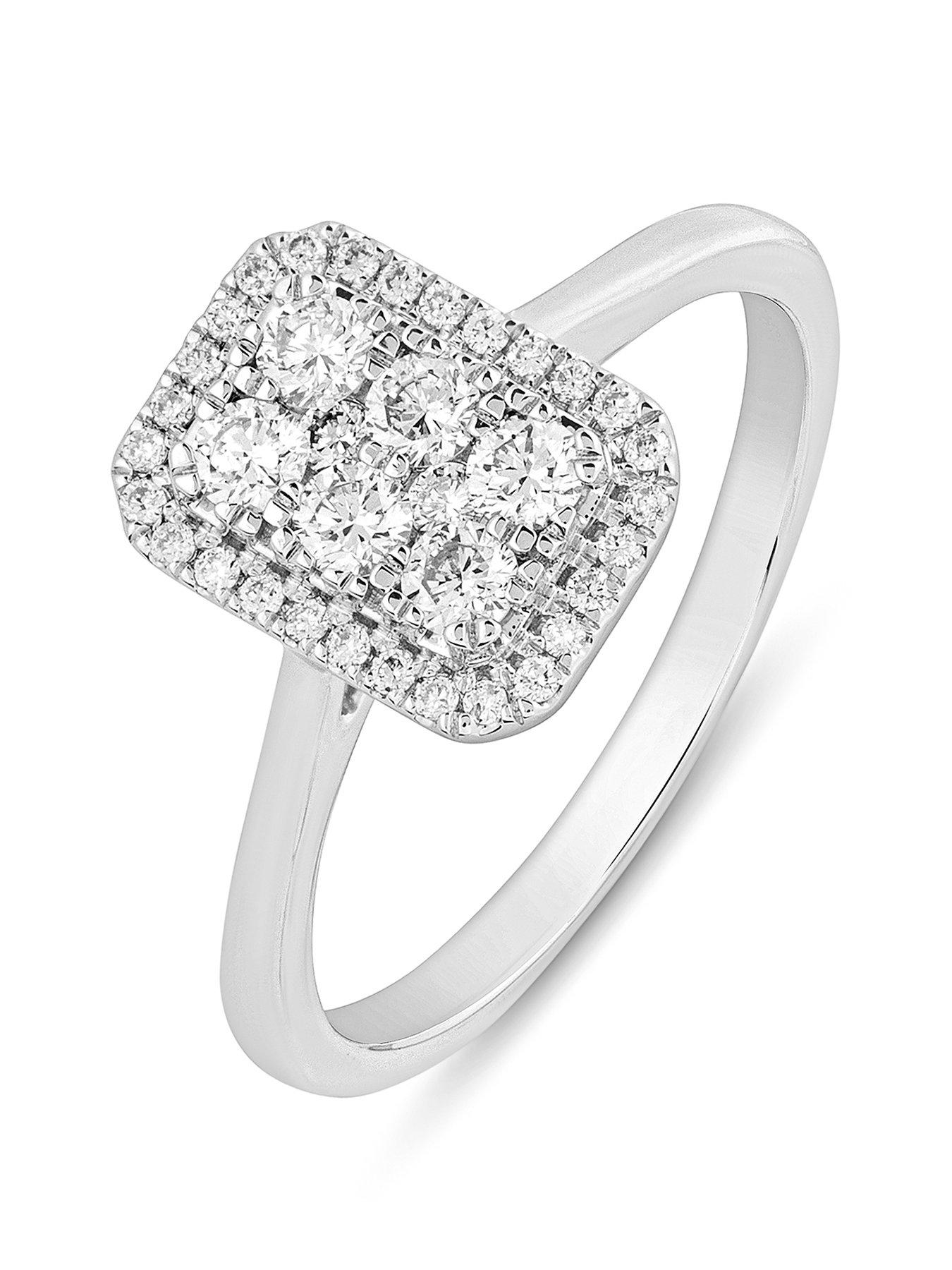 Eliza 9ct White Gold Lab Grown Emerald Cut 0.50ct G VS Diamond Ring