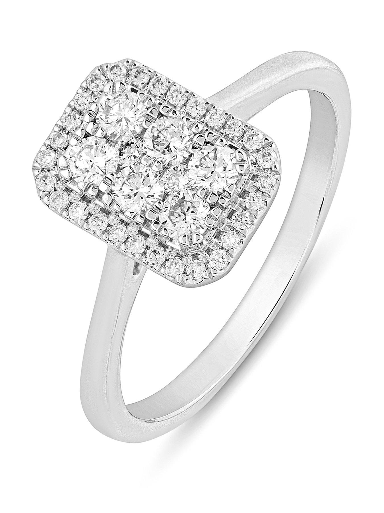 Love DIAMOND Eliza 9ct White Gold Lab Grown Emerald Cut 0.50ct G VS Diamond Ring