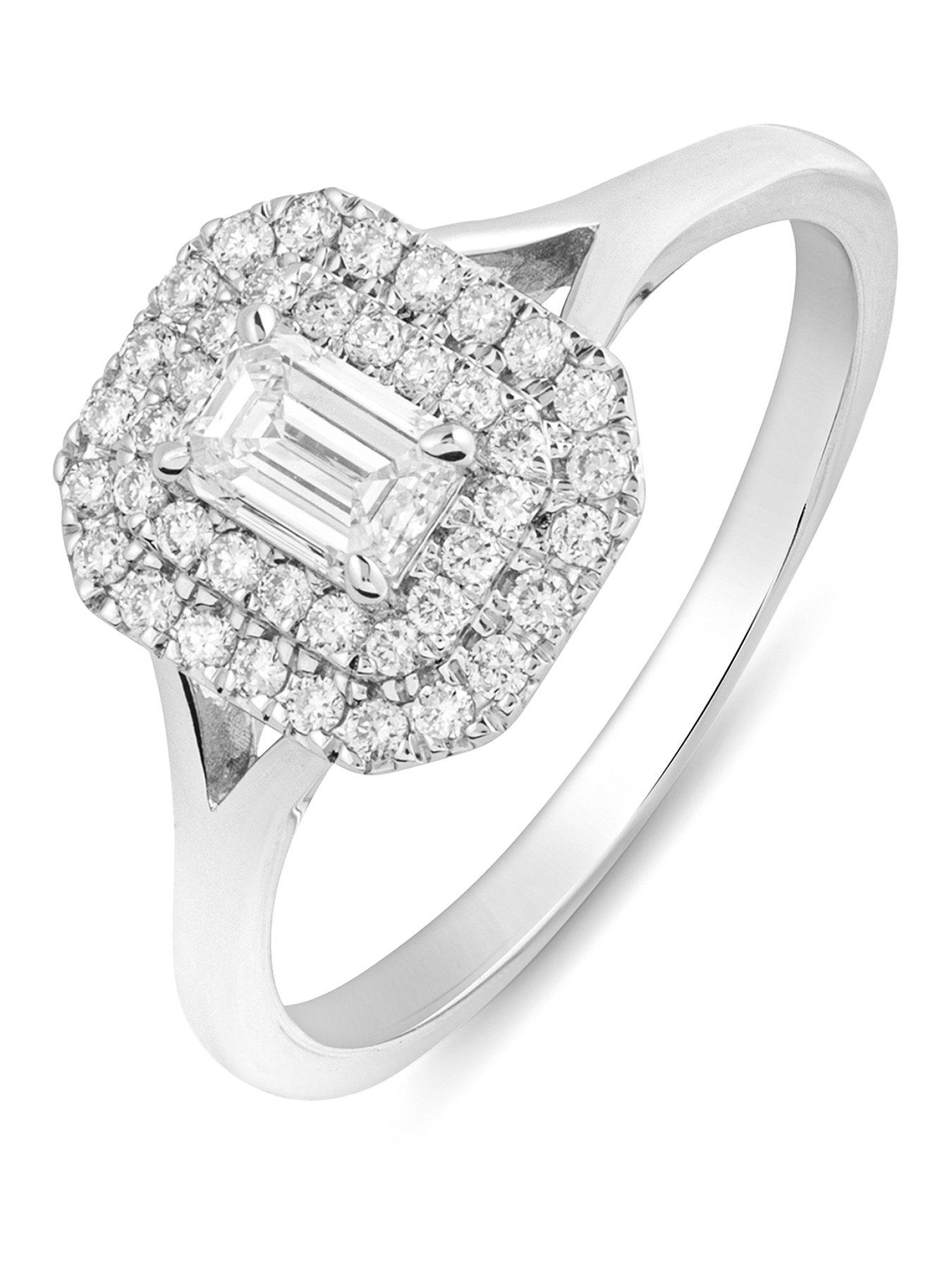 Image 1 of 5 of Love DIAMOND Blake 9ct White Gold Lab Grown Emerald Cut Diamond Ring