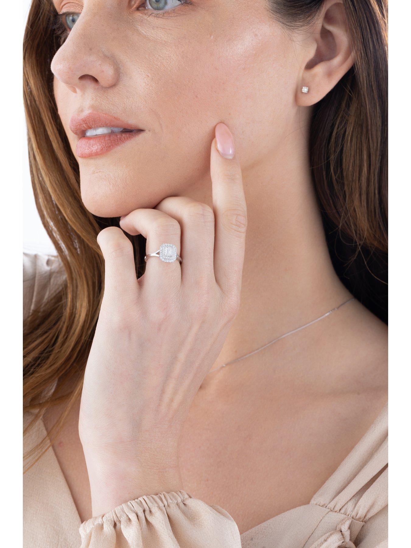 Image 5 of 5 of Love DIAMOND Blake 9ct White Gold Lab Grown Emerald Cut Diamond Ring
