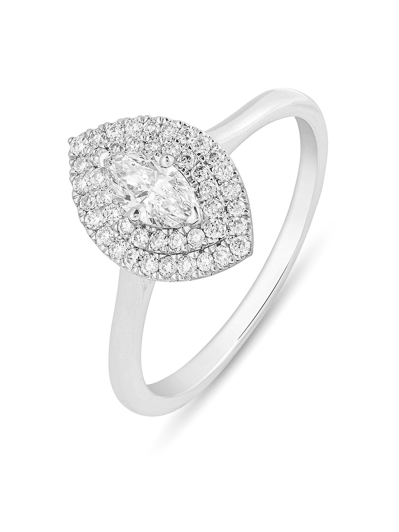 Product photograph of Love Diamond Cece 9ct White Gold Lab Grown Marquise 0 55ct G Vs Diamond Ring from very.co.uk