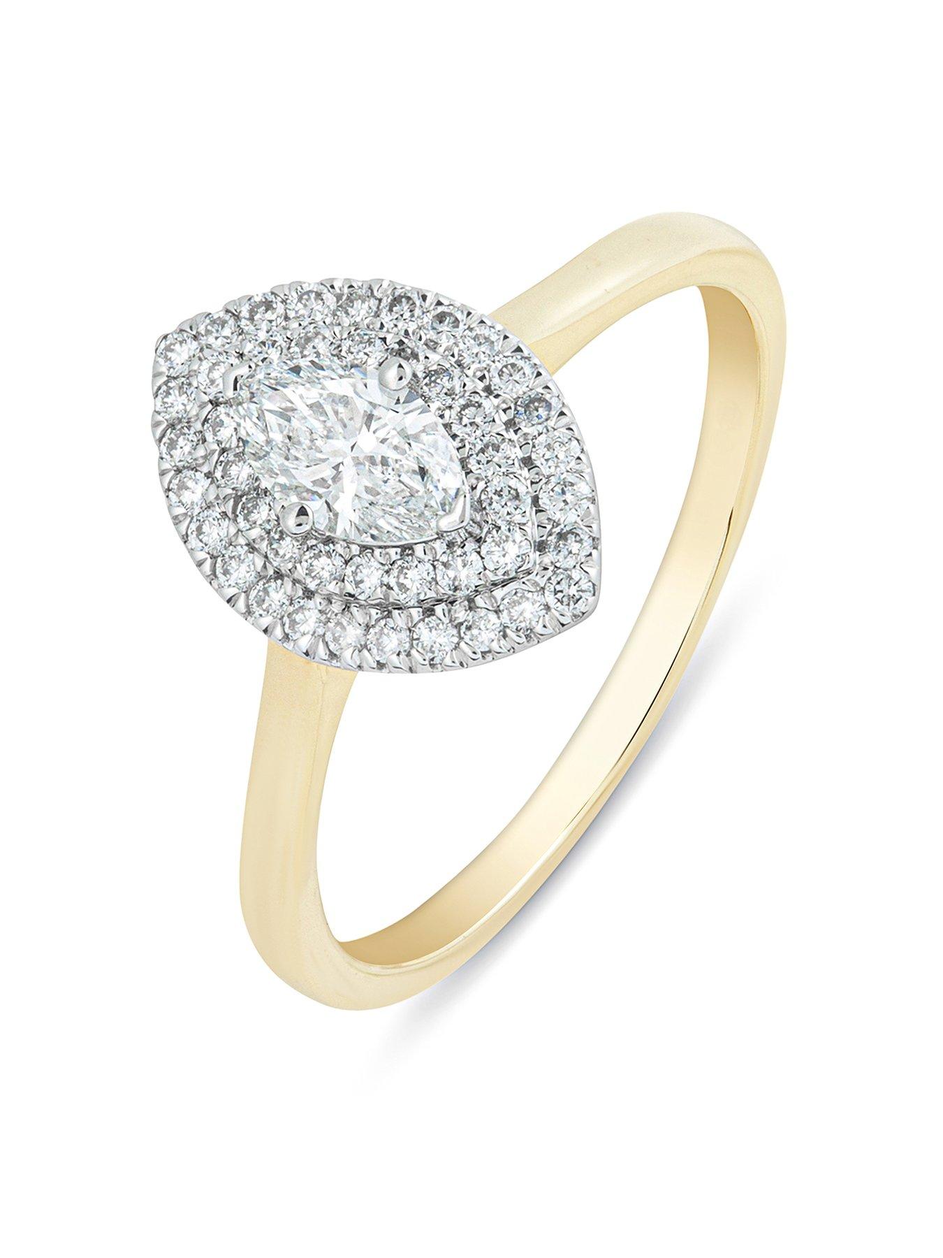 Product photograph of Love Diamond Cece 9ct Gold Lab Grown Marquise 0 55ct G Vs Diamond Ring from very.co.uk