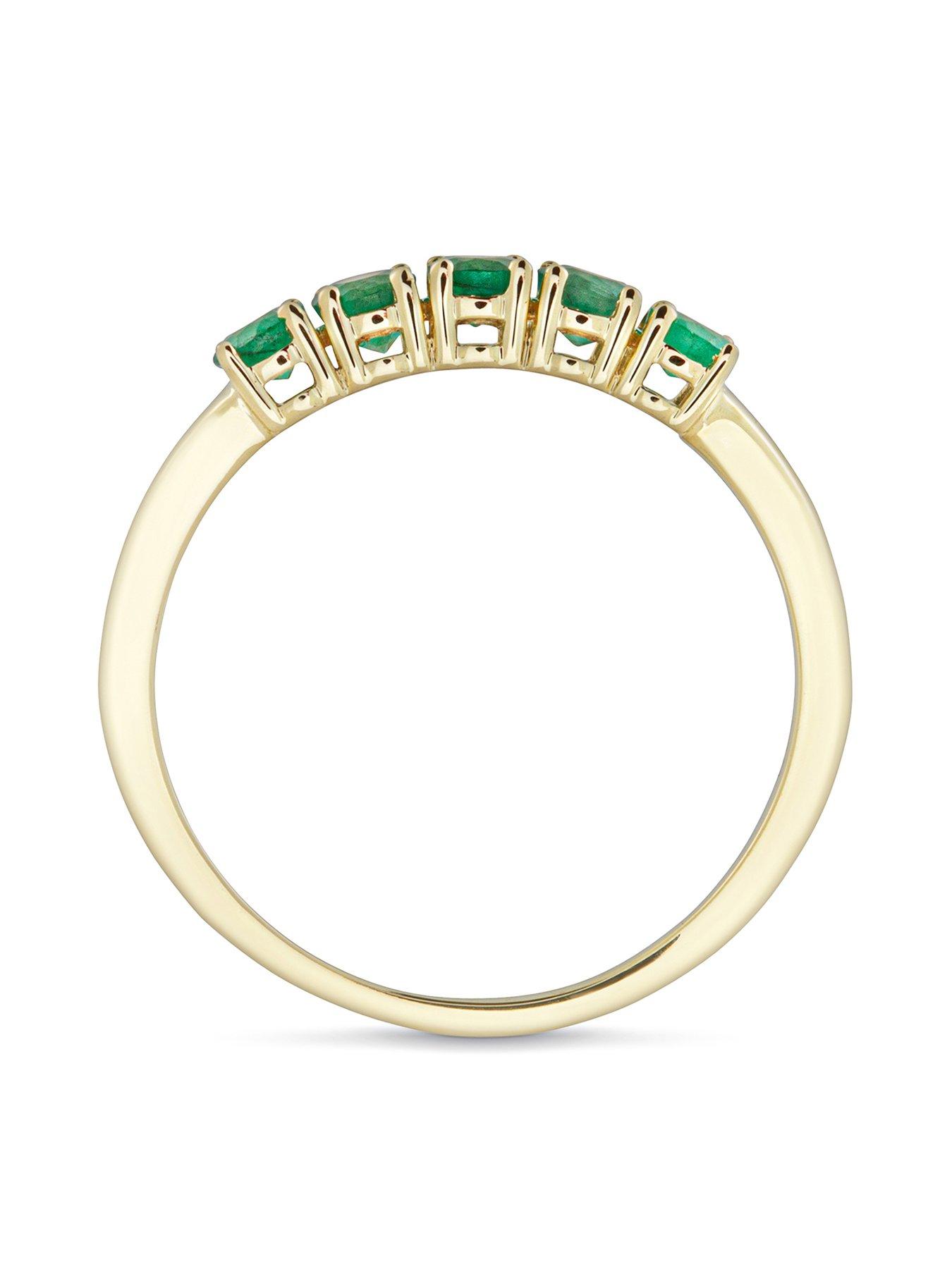 Image 2 of 5 of The Love Collection Nancy 9ct Gold 5 Stone Natural Oval Emerald Eternity Ring