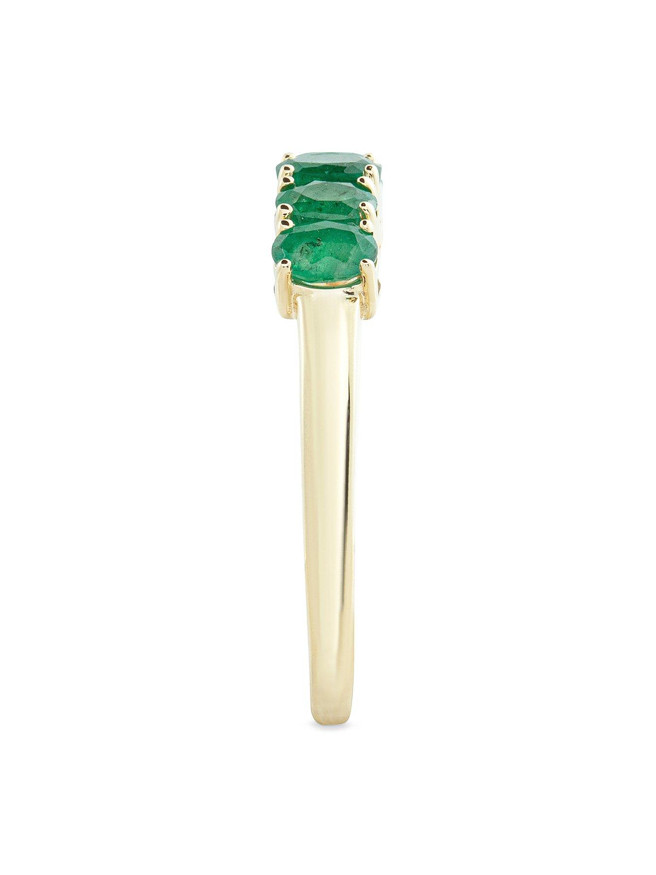 Image 3 of 5 of The Love Collection Nancy 9ct Gold 5 Stone Natural Oval Emerald Eternity Ring