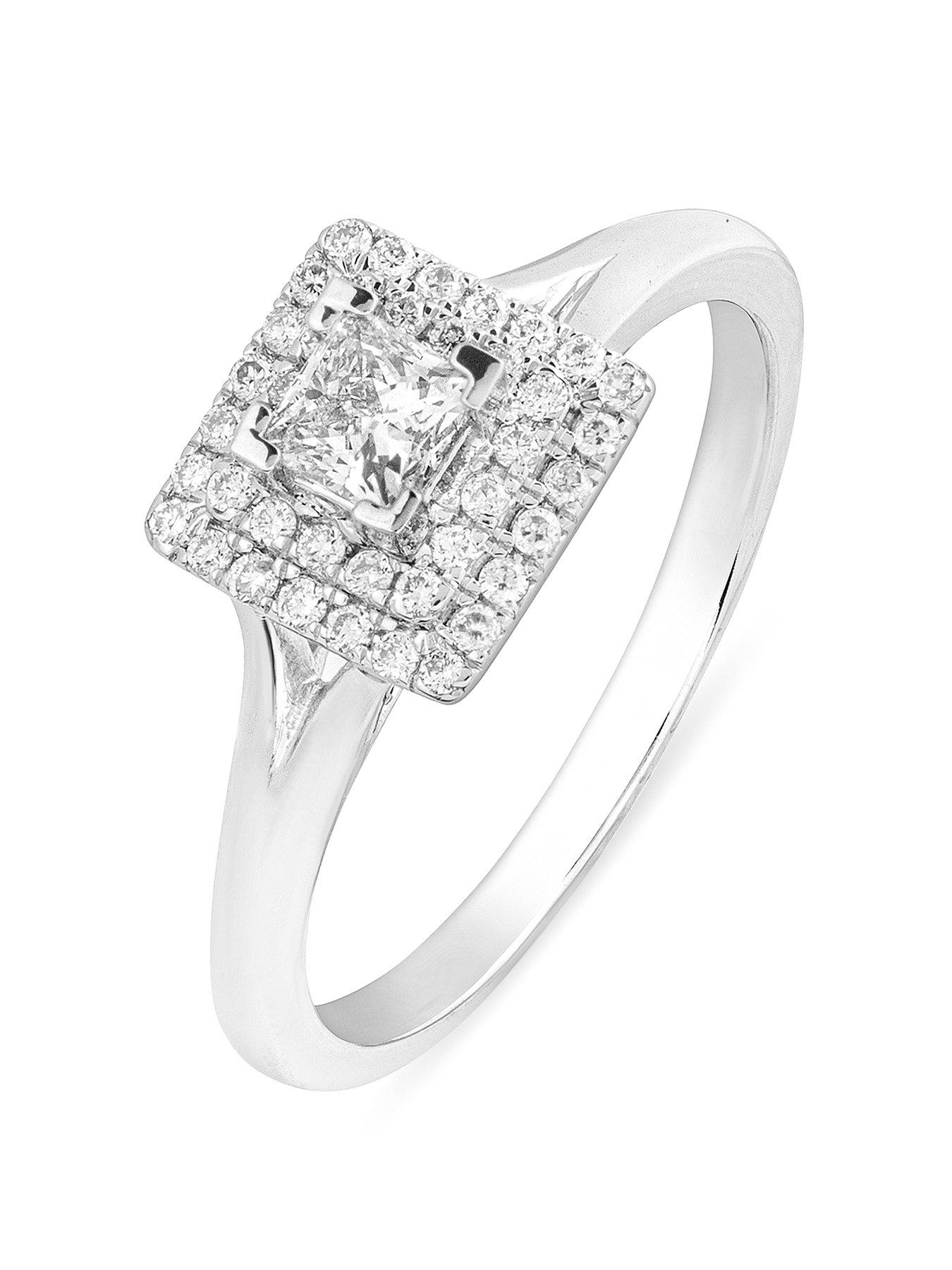 Product photograph of Love Diamond Delilah 9ct White Gold Lab Grown Princess Cut 0 55ct G Vs Diamond Ring from very.co.uk