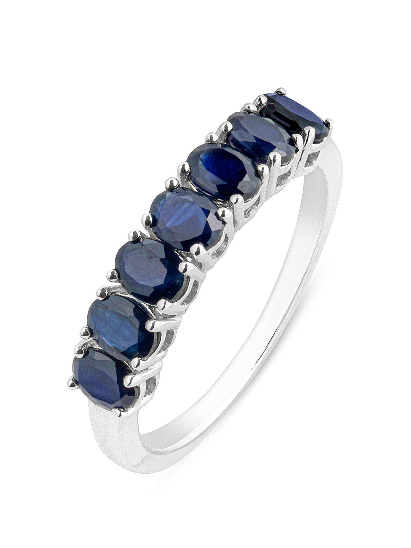 Product photograph of Love Gem Eva 9ct Gold Natural Oval Sapphire Eternity Ring from very.co.uk