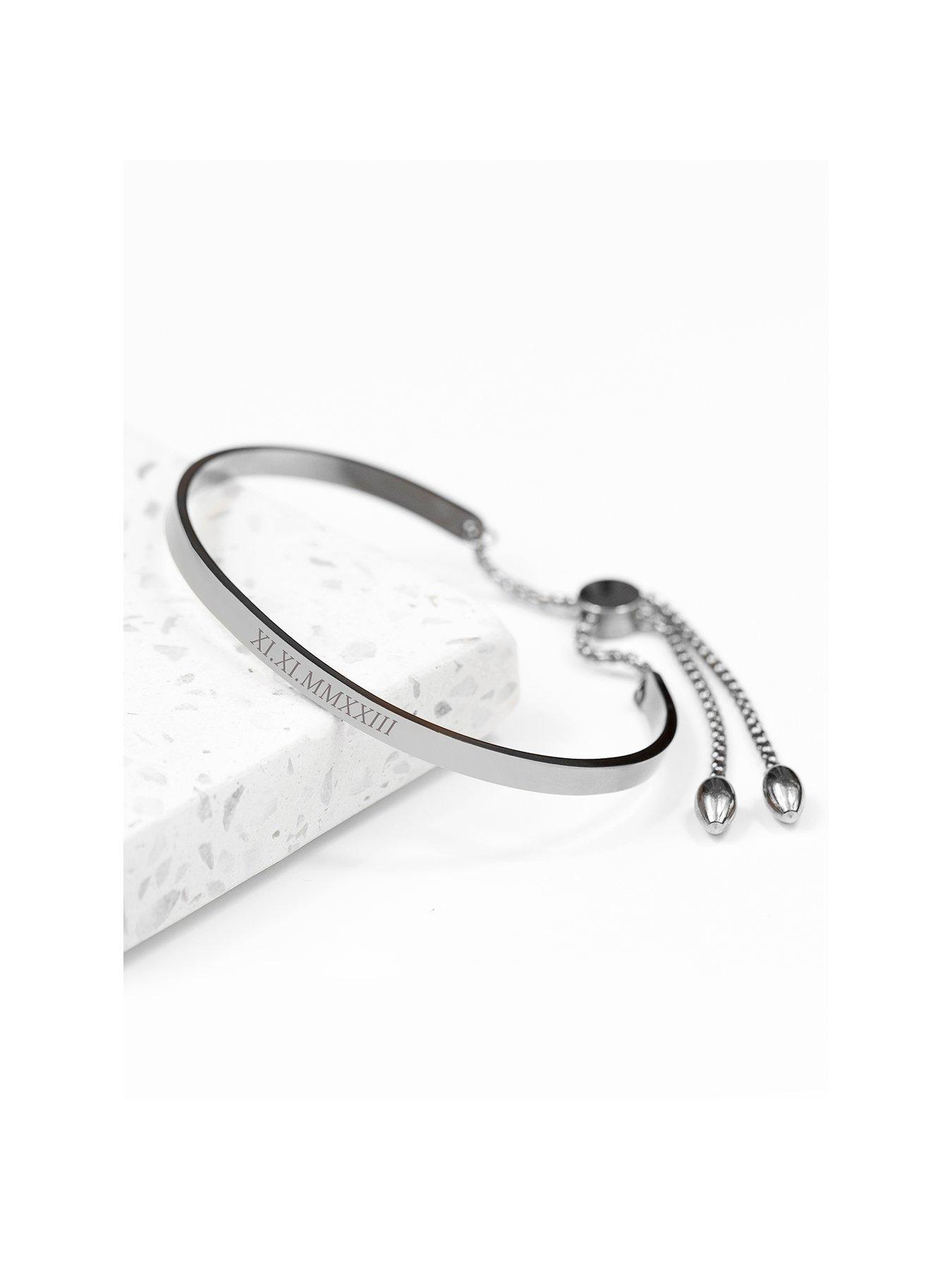 Treat Republic Personalised Silver Affirmation Bangle Bracelet