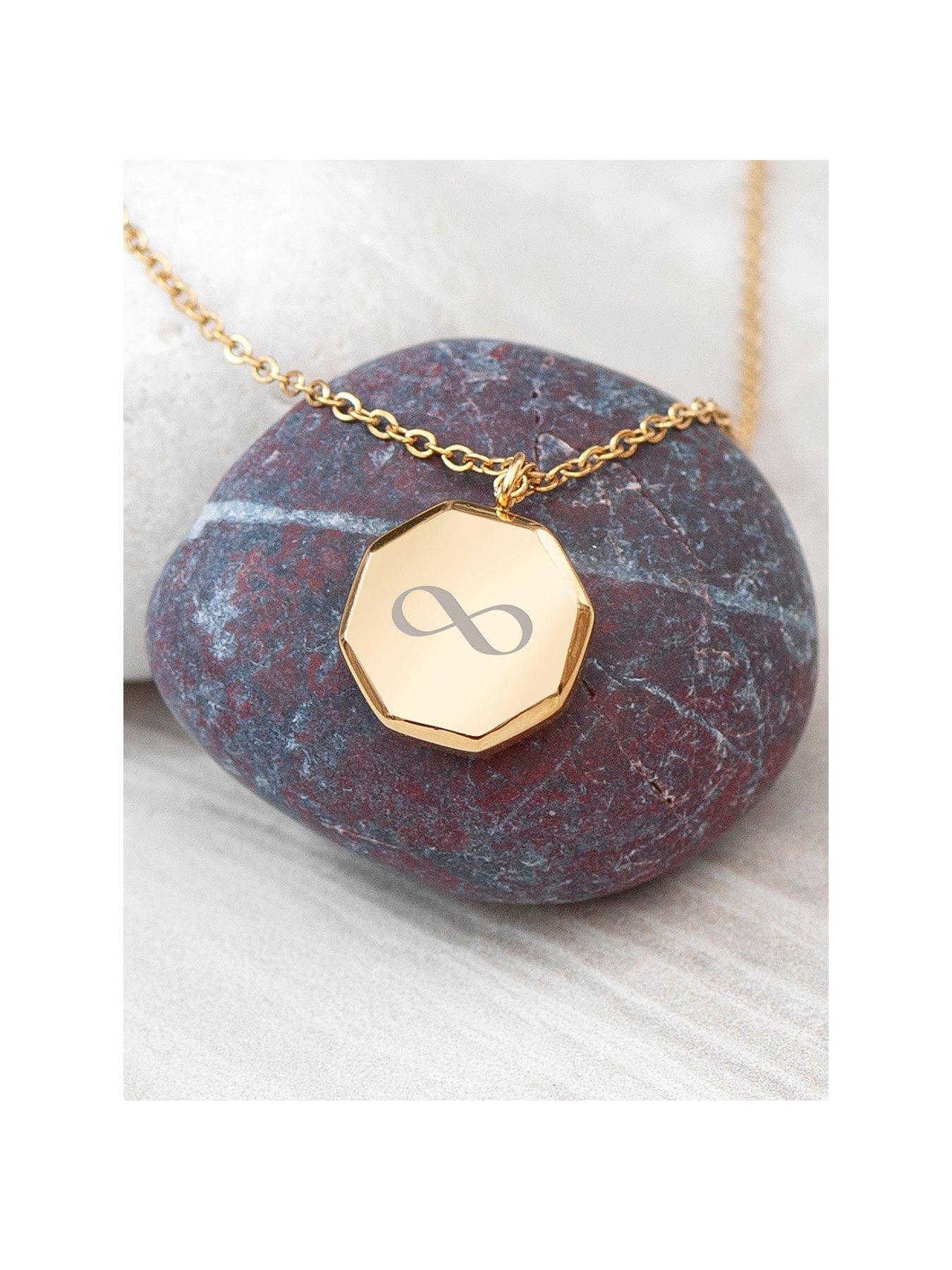 Product photograph of Treat Republic Personalised Men S Gold Infinity Octagon Pendant Necklace from very.co.uk