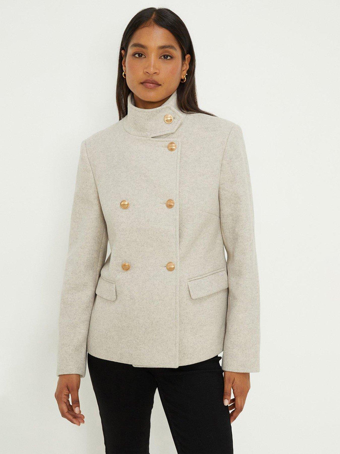 Cream funnel neck clearance coat